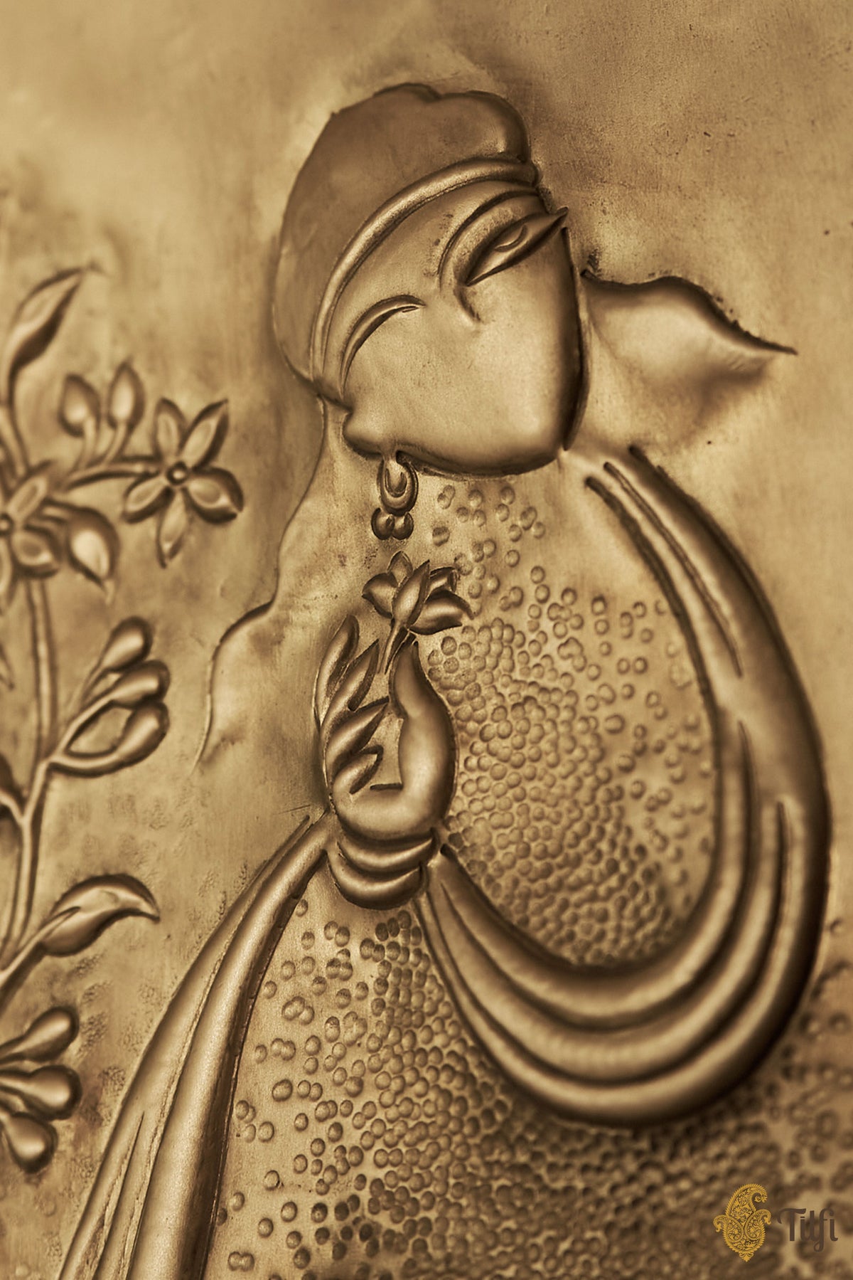 'Meghdoot' Brass Metal Repoussé Wall Art