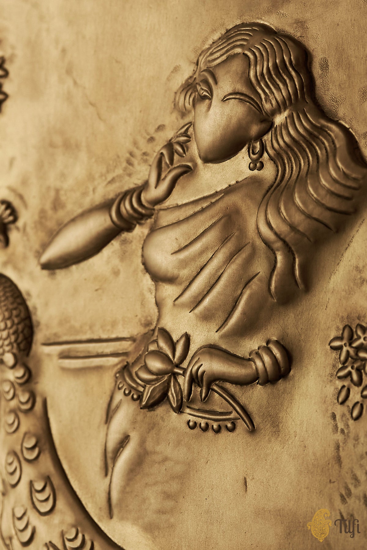 'Meghdoot' Brass Metal Repoussé Wall Art