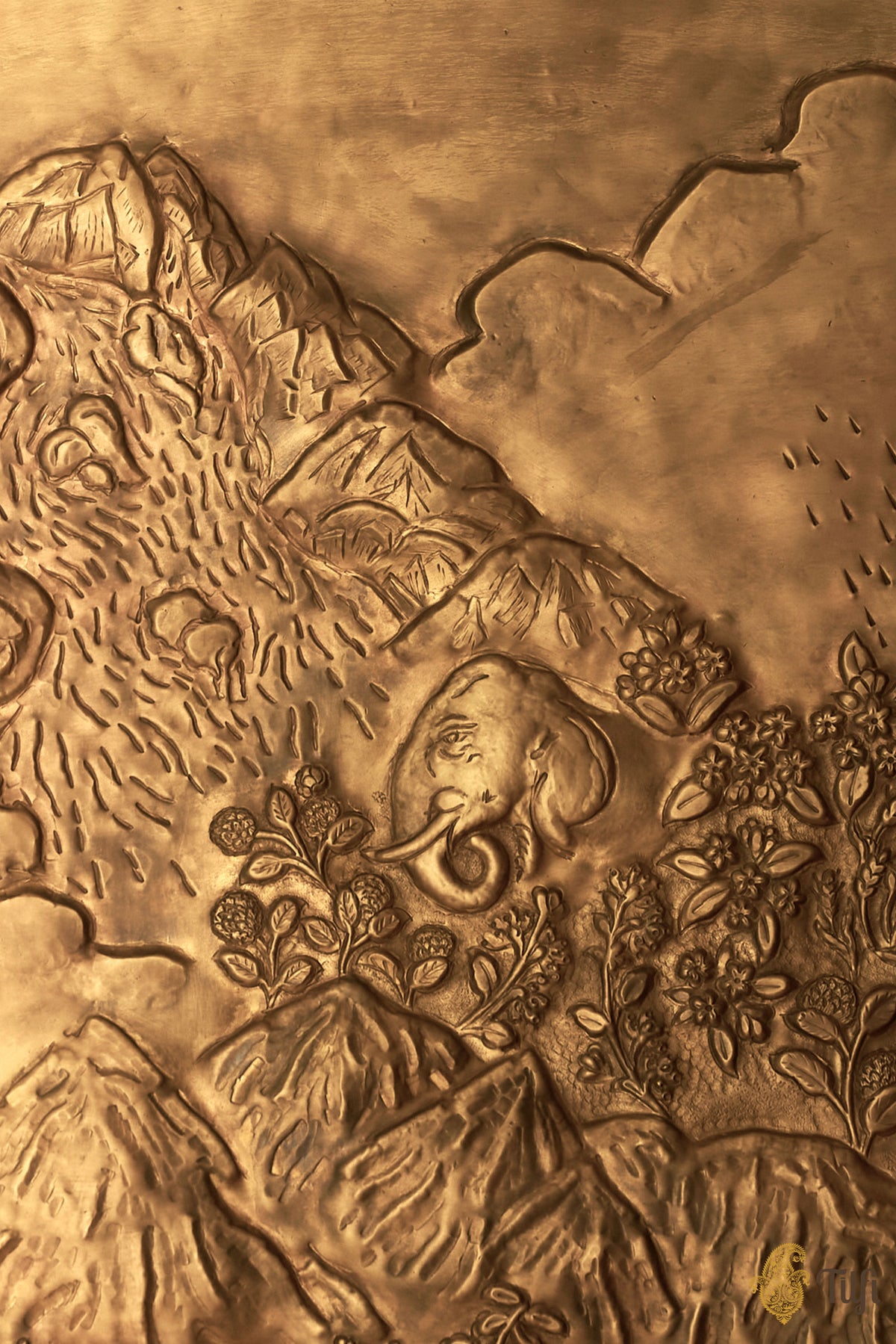 'Meghdoot' Brass Metal Repoussé Wall Art