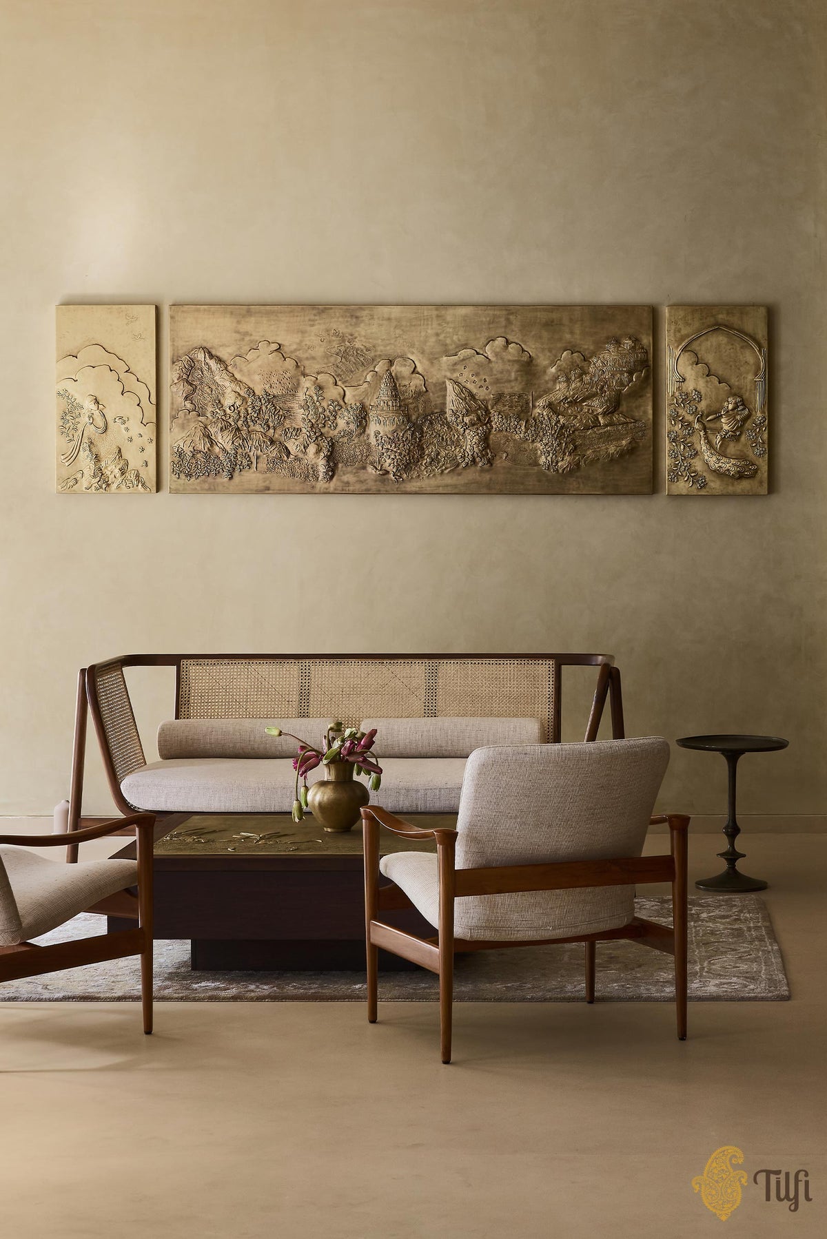 'Meghdoot' Brass Metal Repoussé Wall Art