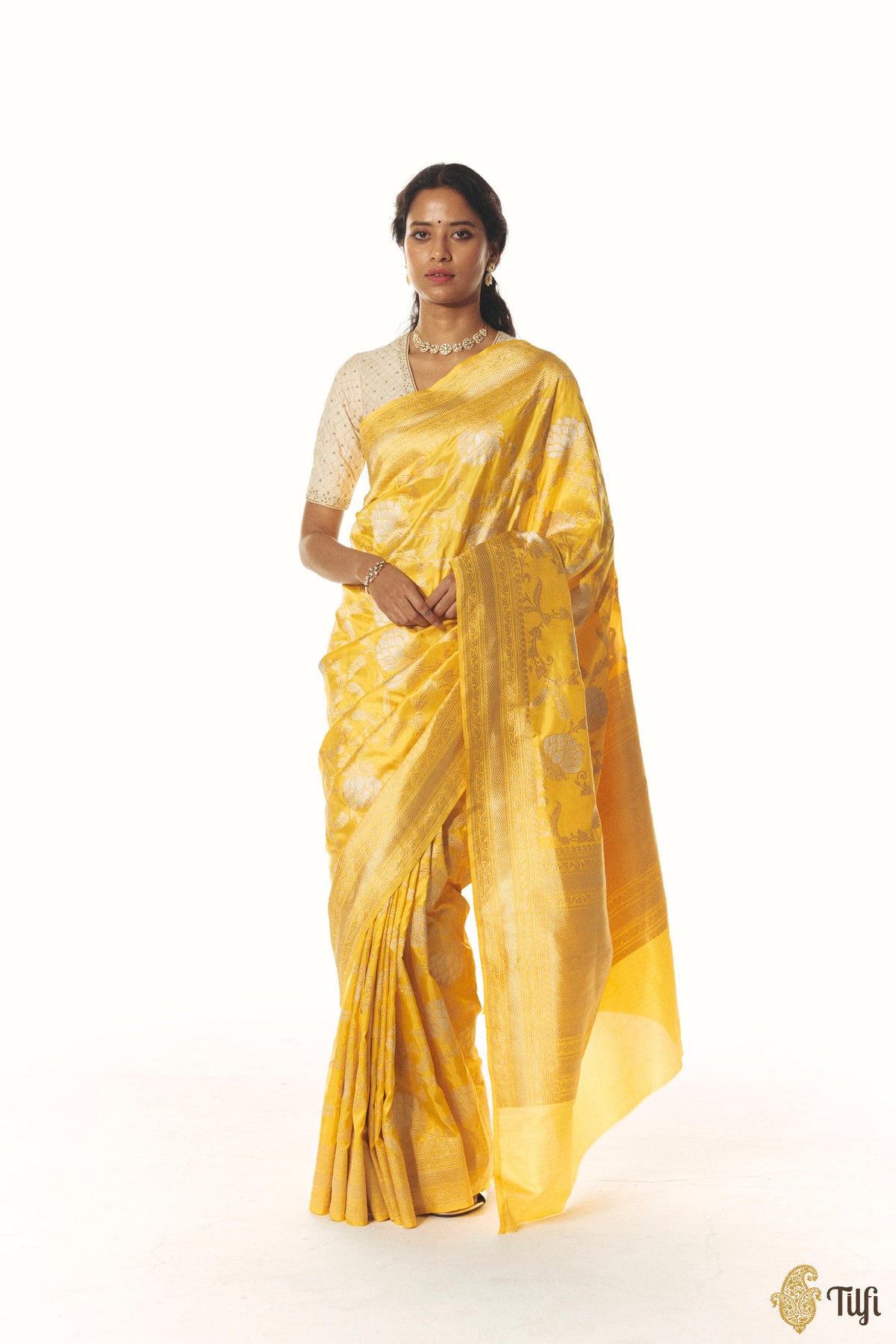 'Suvarna' Yellow Pure Katan Silk Banarasi Handloom Saree