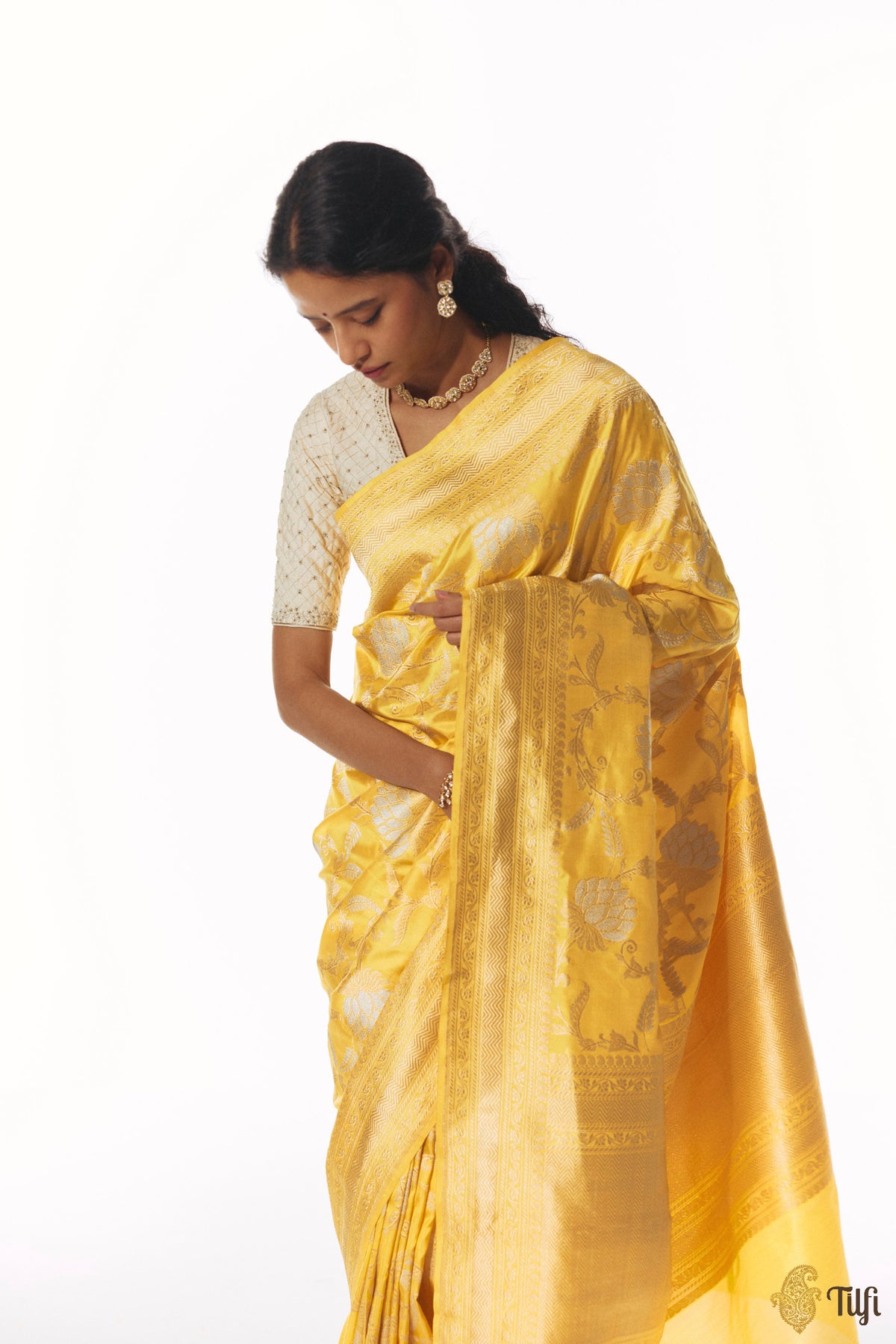 'Suvarna' Yellow Pure Katan Silk Banarasi Handloom Saree