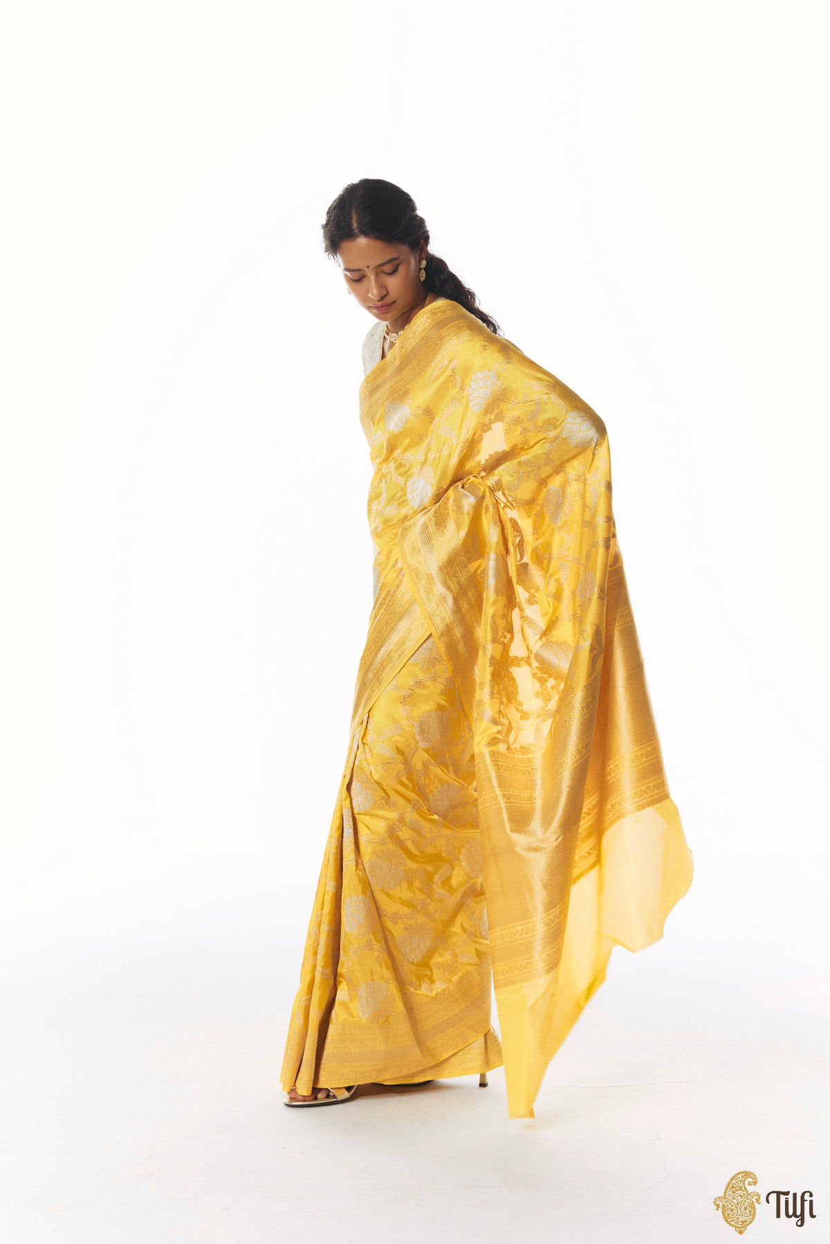 'Suvarna' Yellow Pure Katan Silk Banarasi Handloom Saree