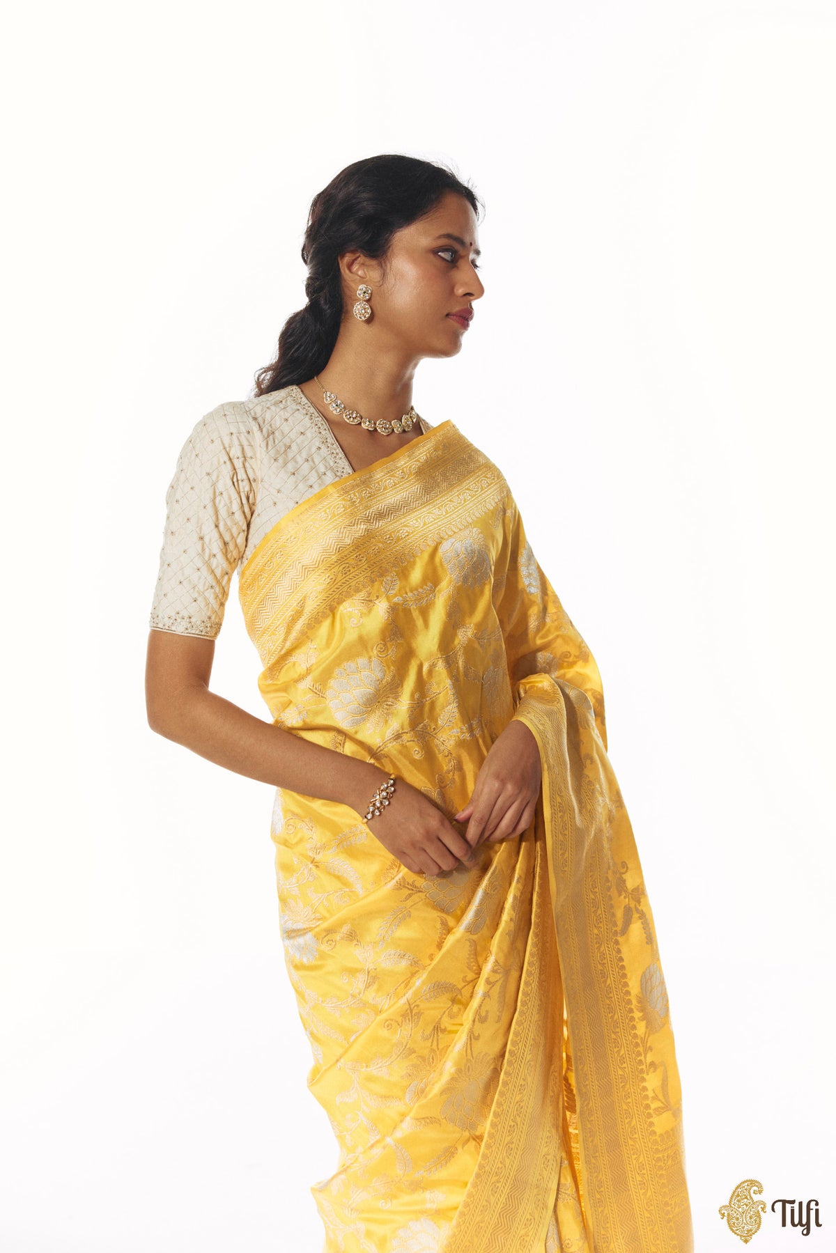 'Suvarna' Yellow Pure Katan Silk Banarasi Handloom Saree