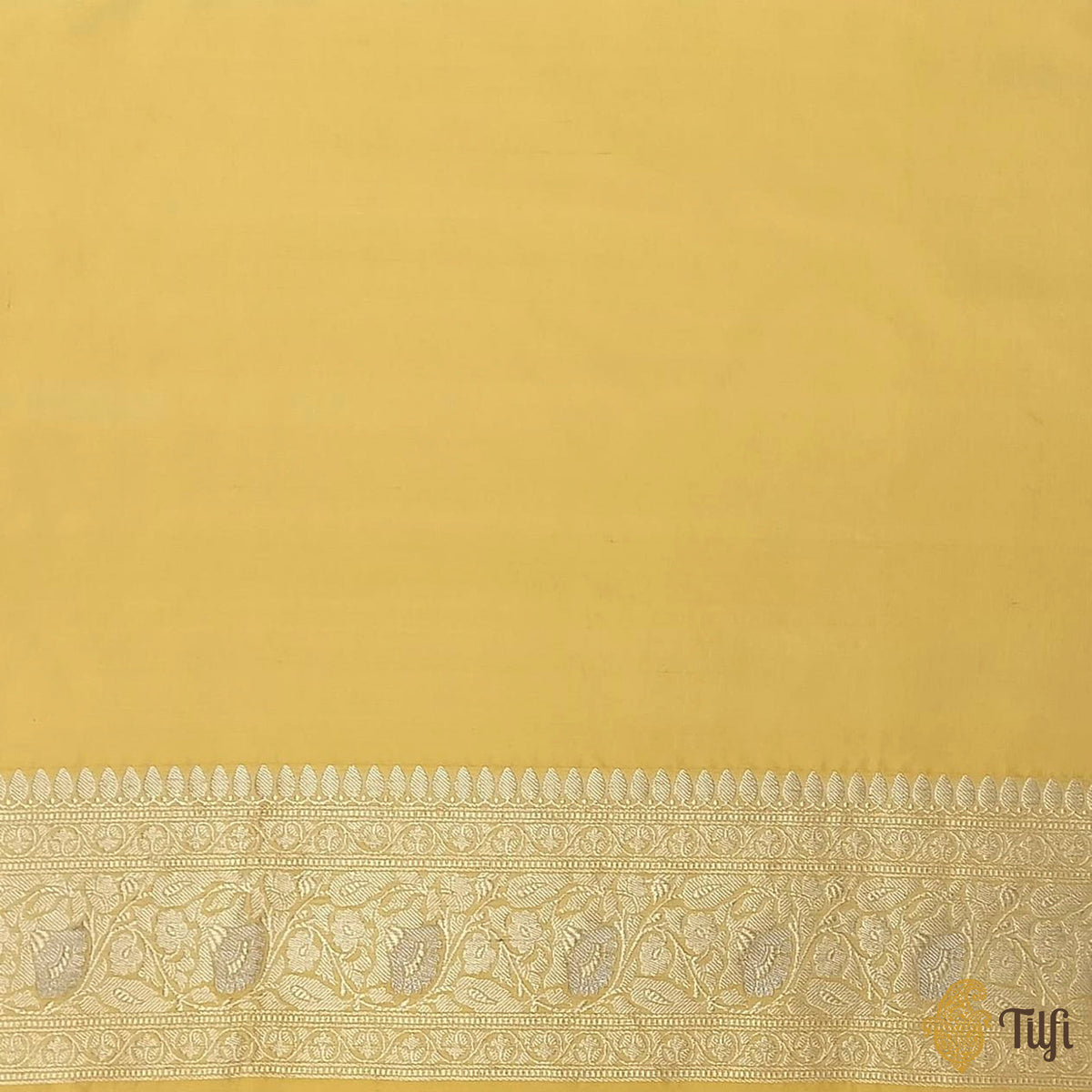Ivory-Yellow Pure Katan Silk Banarasi Handloom Saree