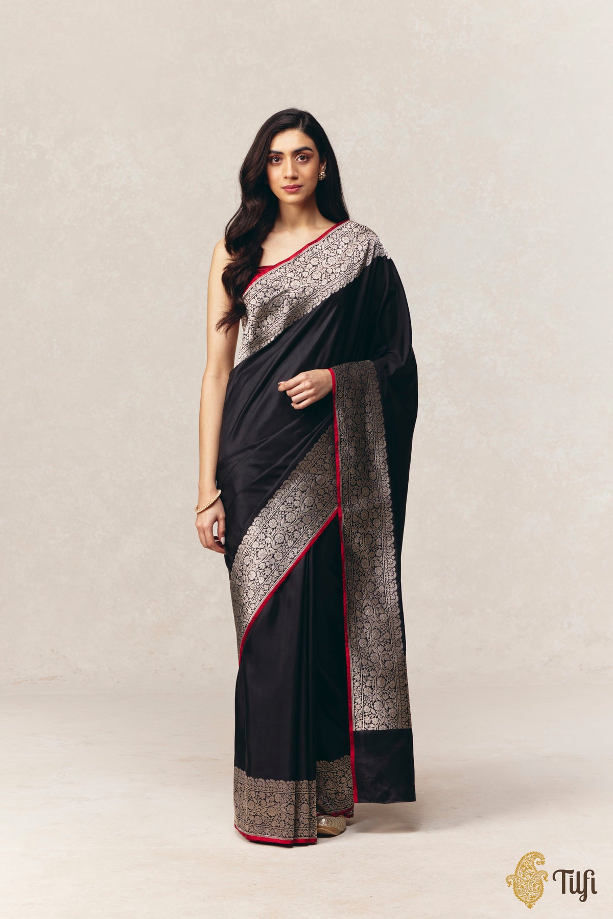 Black Pure Katan Silk Banarasi Handloom Saree
