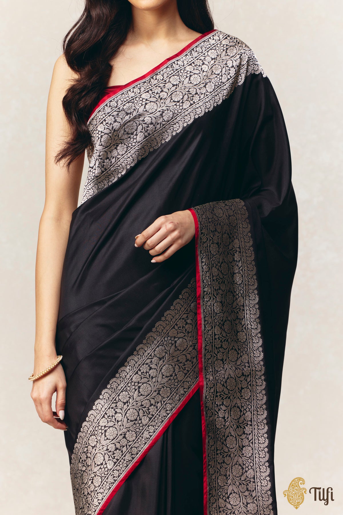 Black Pure Katan Silk Banarasi Handloom Saree