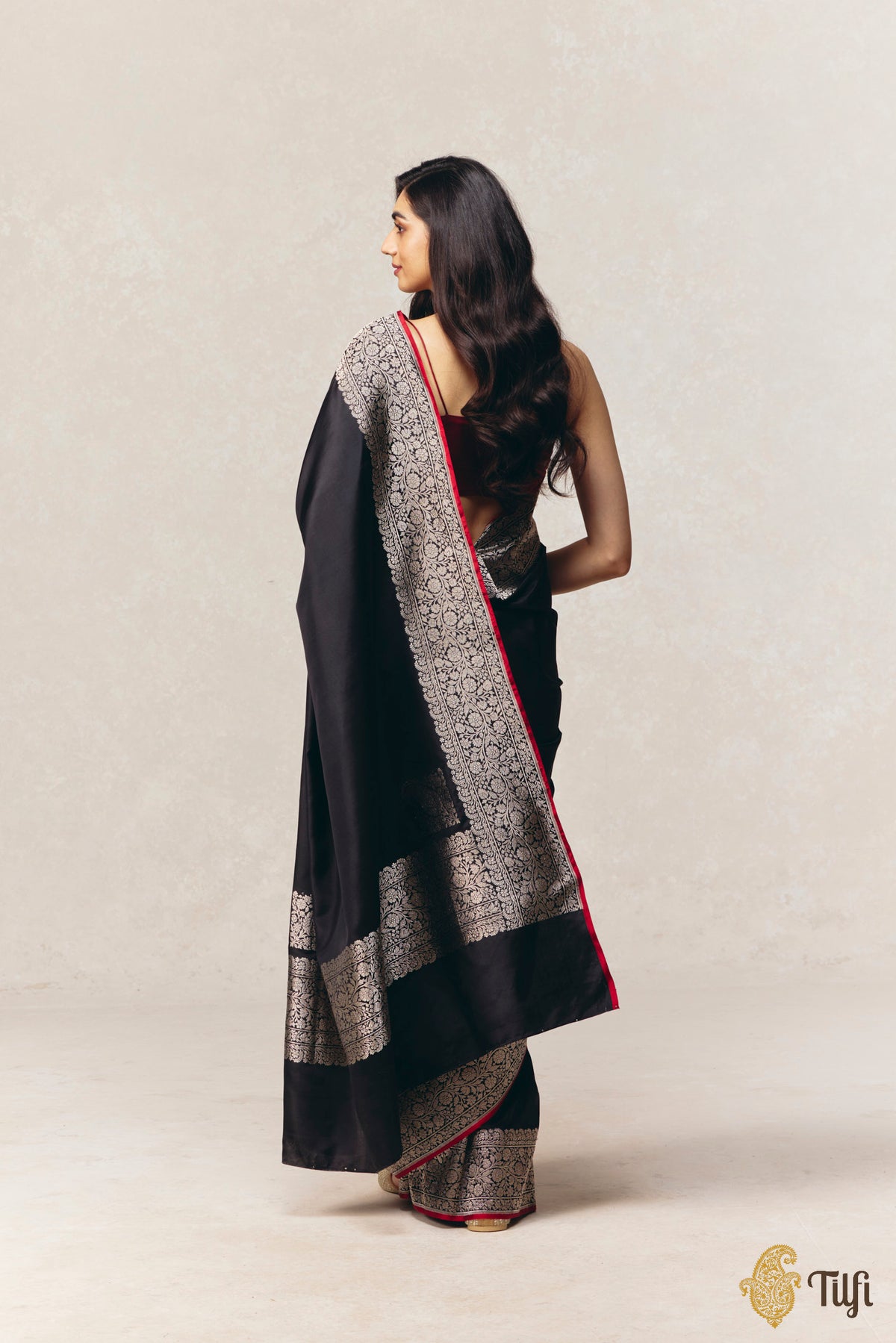 Black Pure Katan Silk Banarasi Handloom Saree