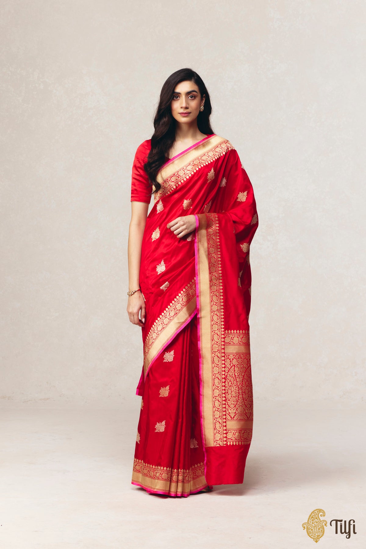 Red Pure Katan Silk Banarasi Handloom Saree