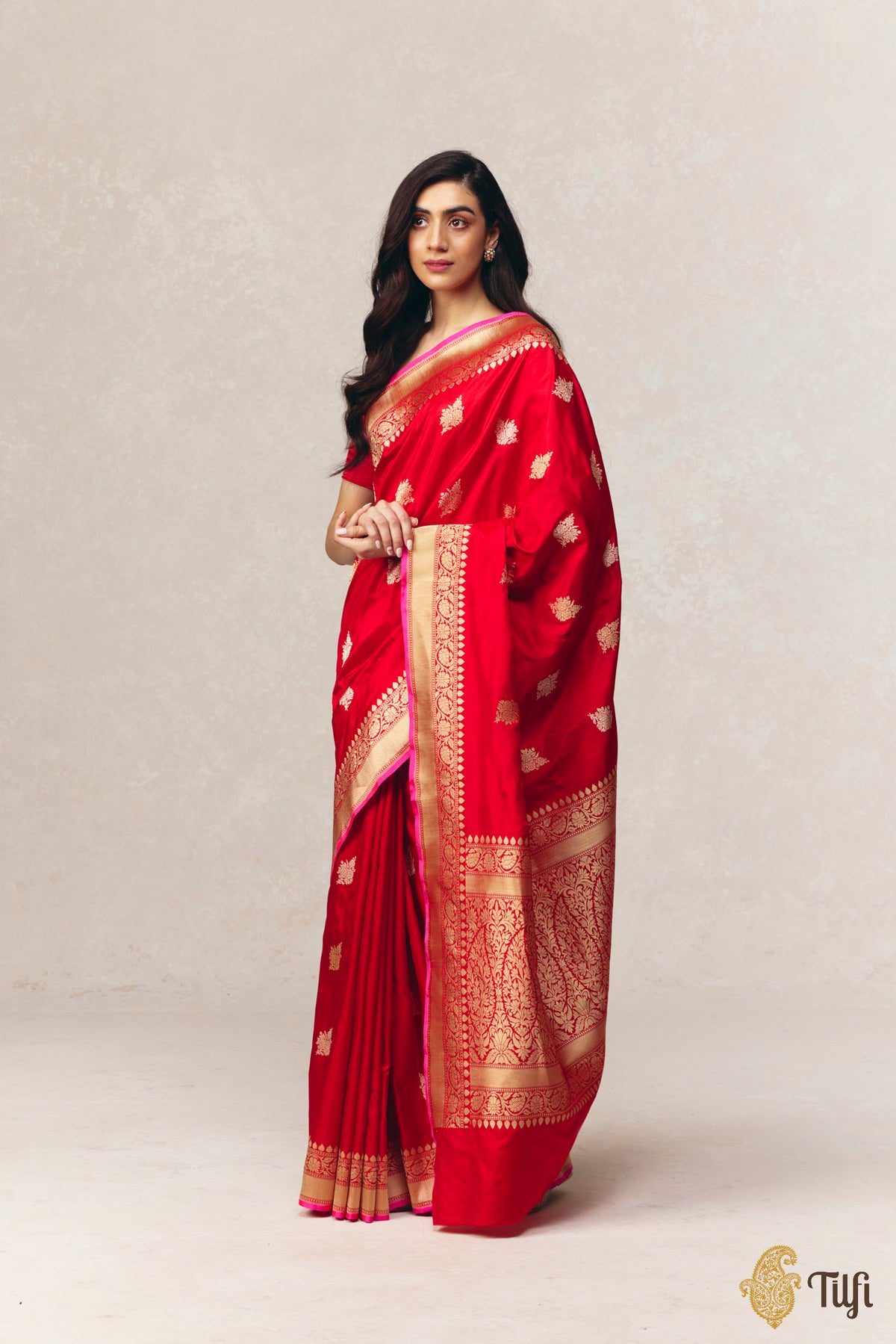 Red Pure Katan Silk Banarasi Handloom Saree