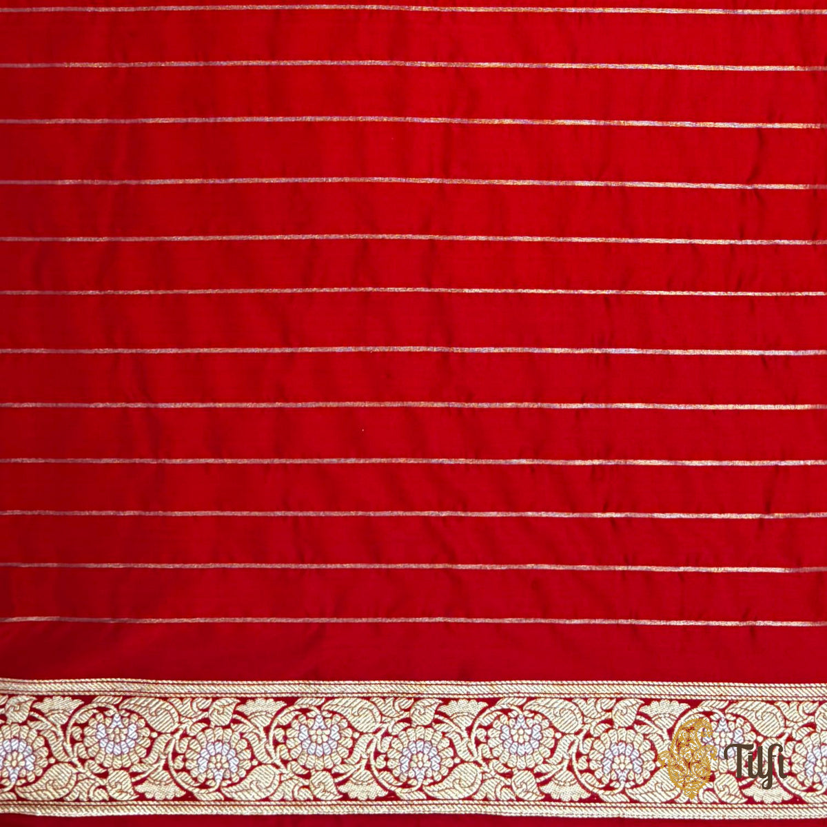 Red Pure Katan Silk Kadwa Banarasi Handloom Saree