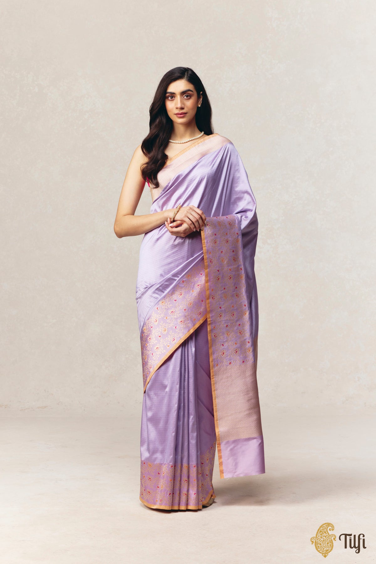 Light Lilac Pure Katan Silk Banarasi Handloom Saree