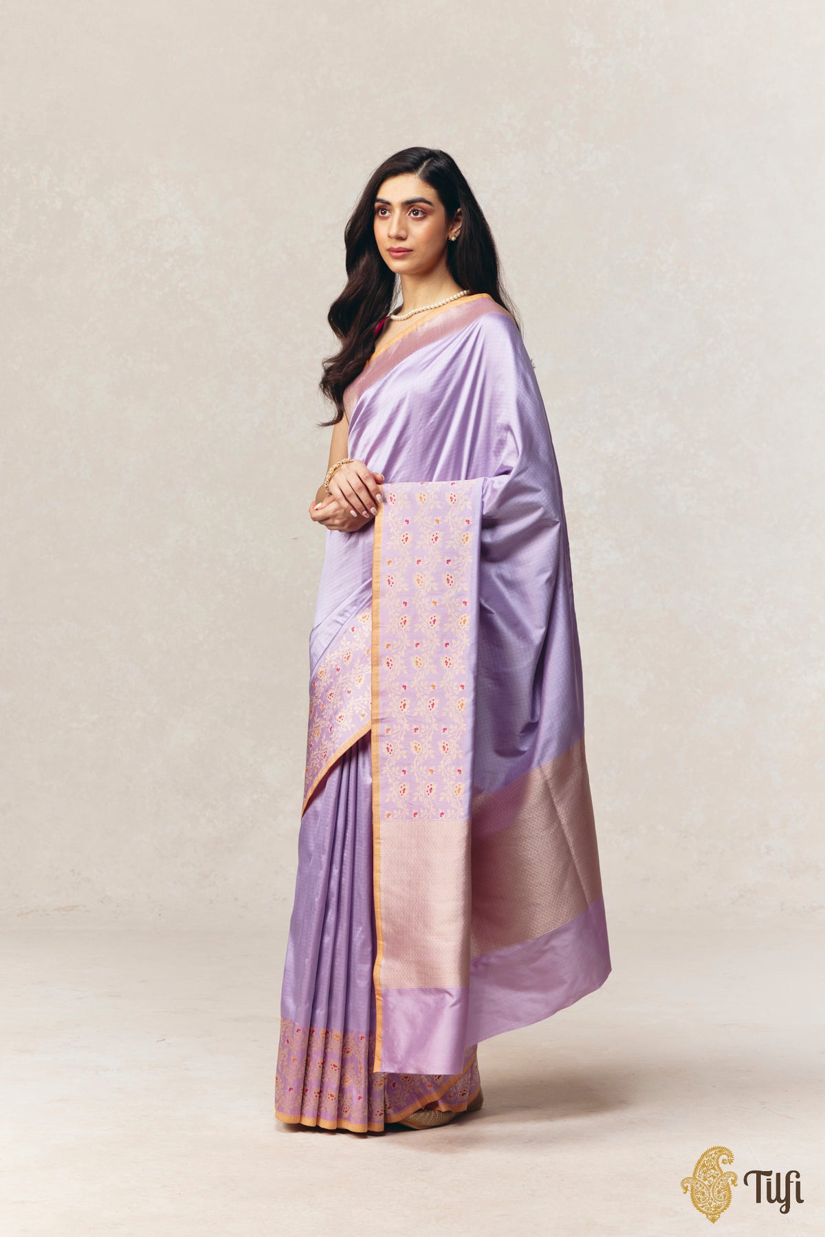 Light Lilac Pure Katan Silk Banarasi Handloom Saree