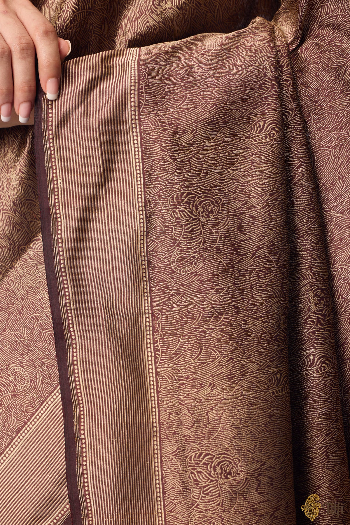 'Empress of the Wild' Dark Brown Pure Katan Silk Banarasi Handloom Saree