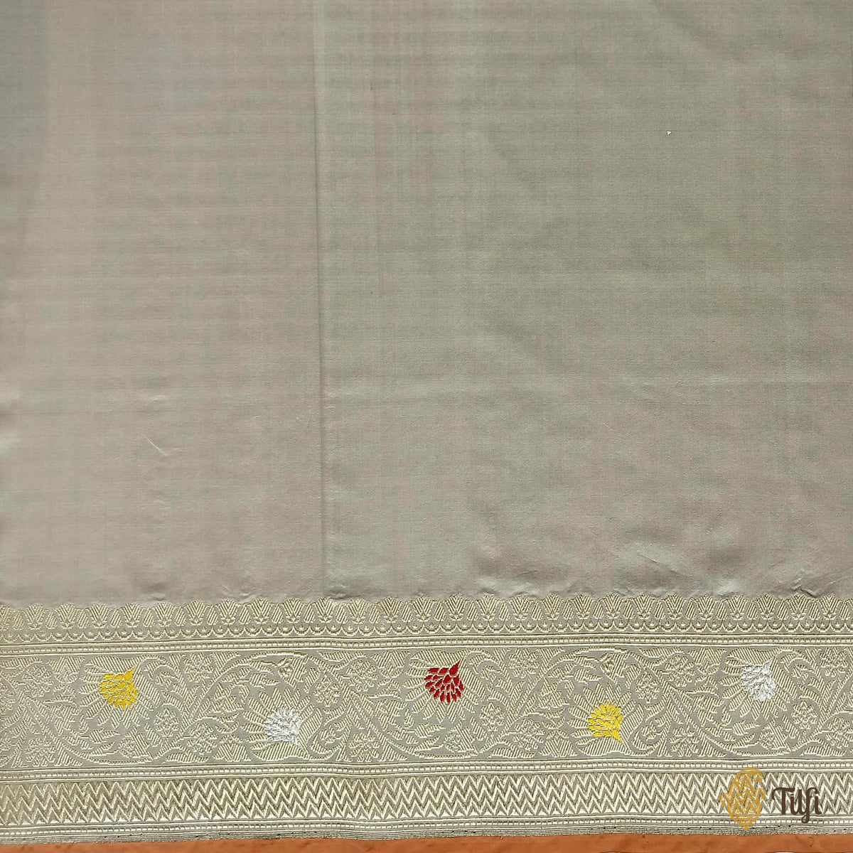 Grey Pure Katan Silk Banarasi Handloom Saree