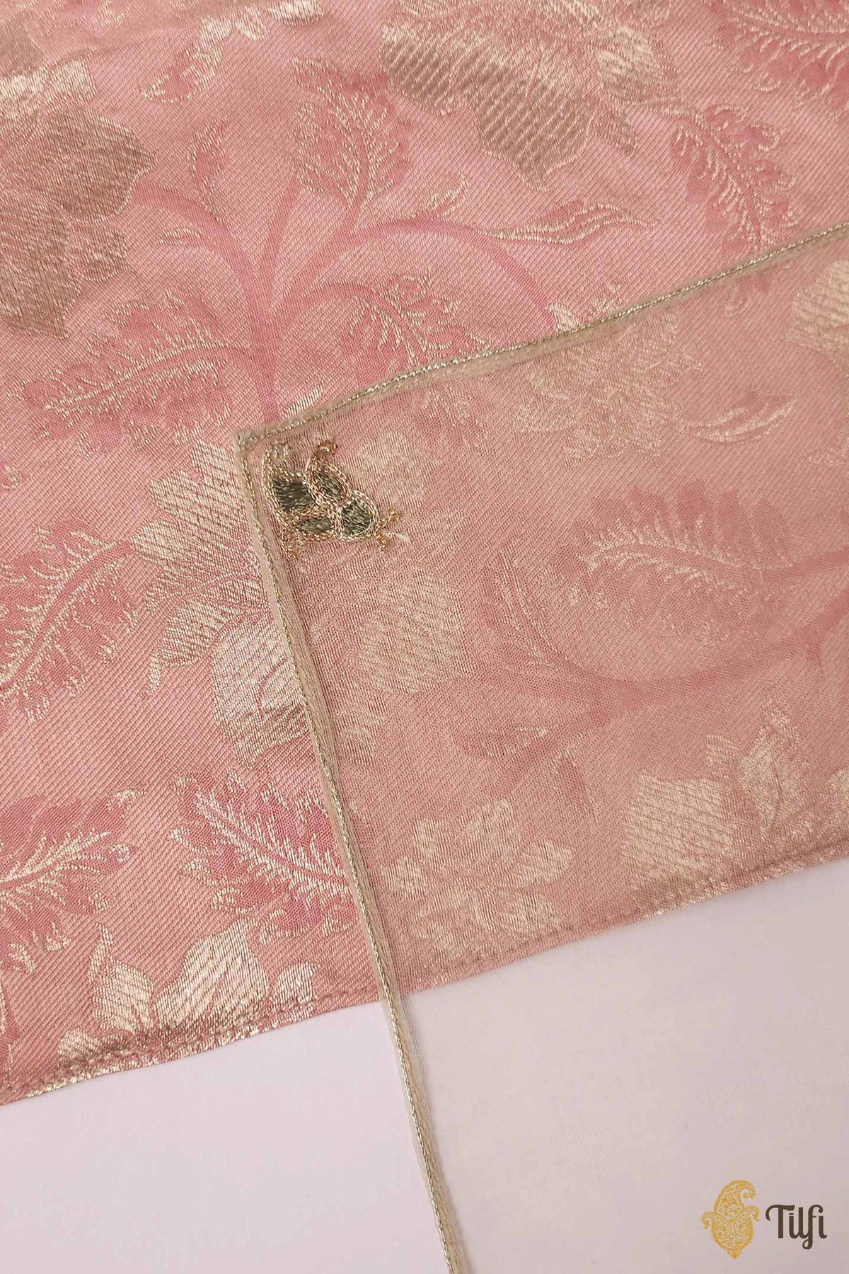 Pink Pure Satin Silk Tanchoi Handwoven Pocket Square Set