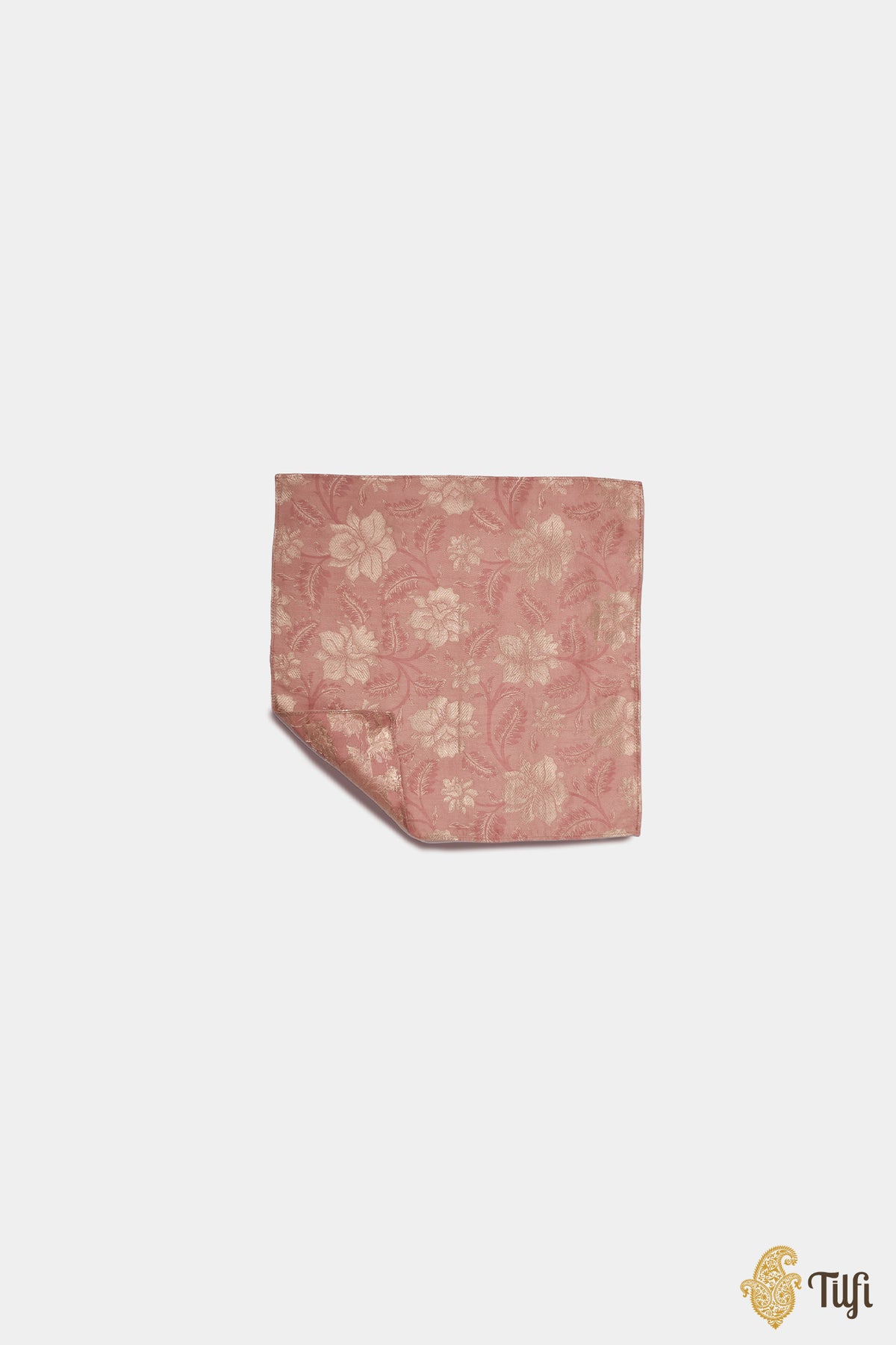 Pink Pure Satin Silk Tanchoi Handwoven Pocket Square Set