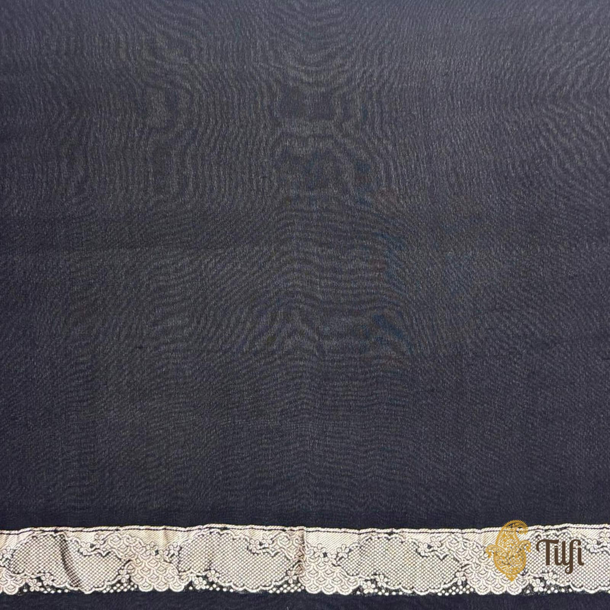 'Midnight Aries' Black Pure Khaddi Georgette Banarasi Handloom Saree