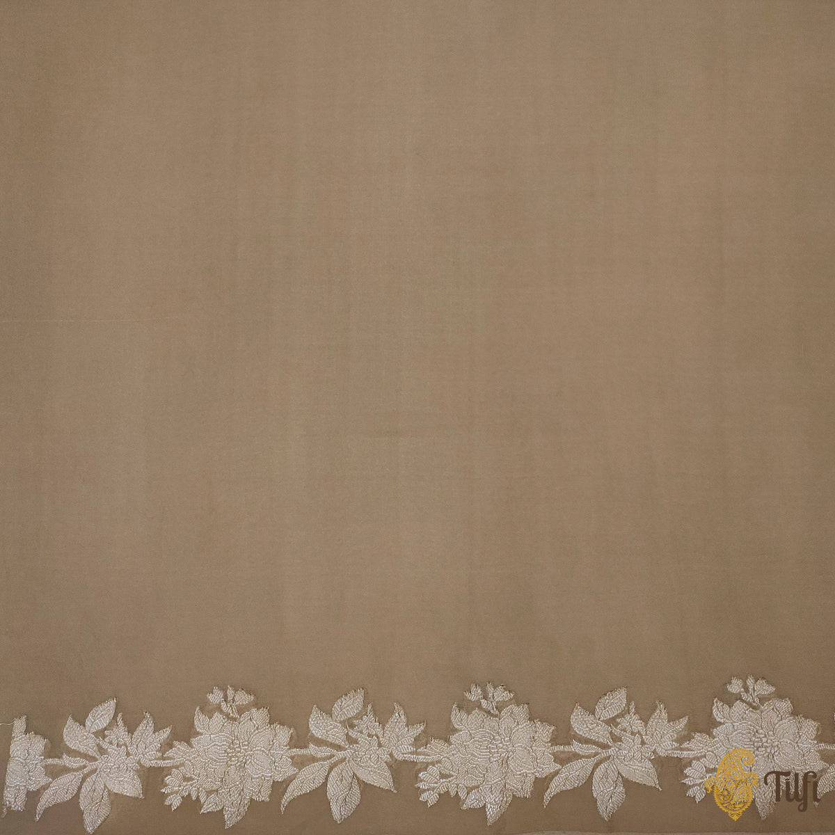 Pre-Order: 'Meadow' Fawn and Green Pure Ombré Khaddi Georgette Banarasi Handloom Saree