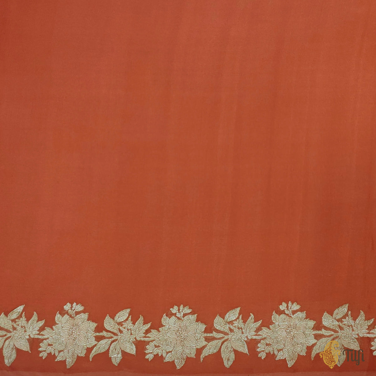 Pre-Order: 'Meadow' Dusky Brown and Light Peach Ombré Pure Khaddi Georgette Banarasi Handloom Saree