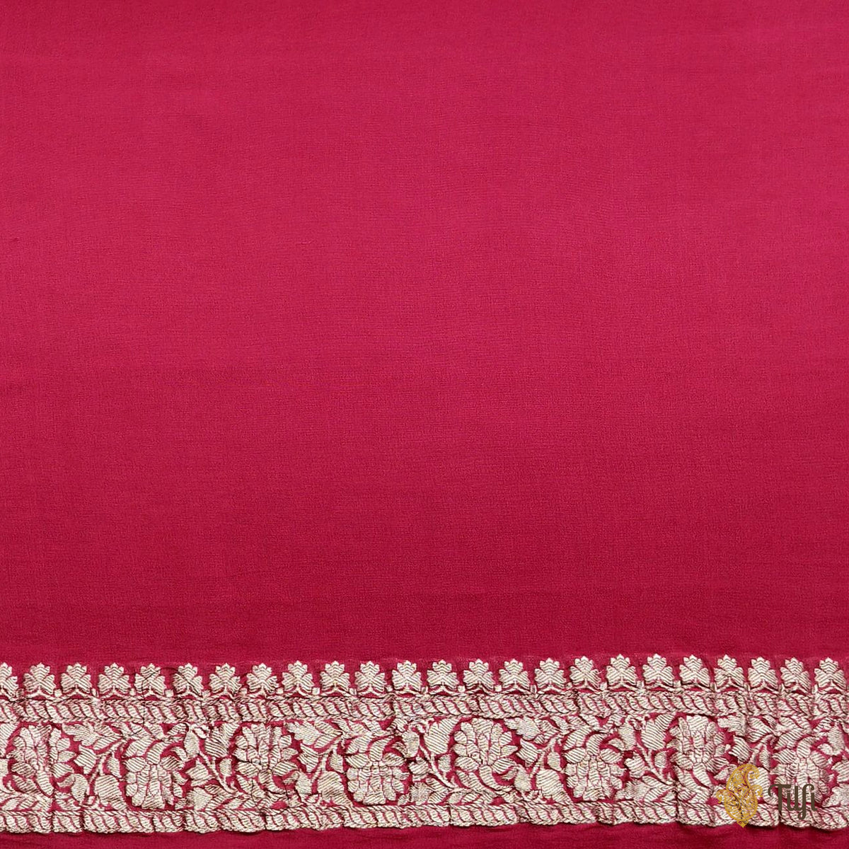 Coral Pink Pure Khaddi Georgette Banarasi Handloom Saree