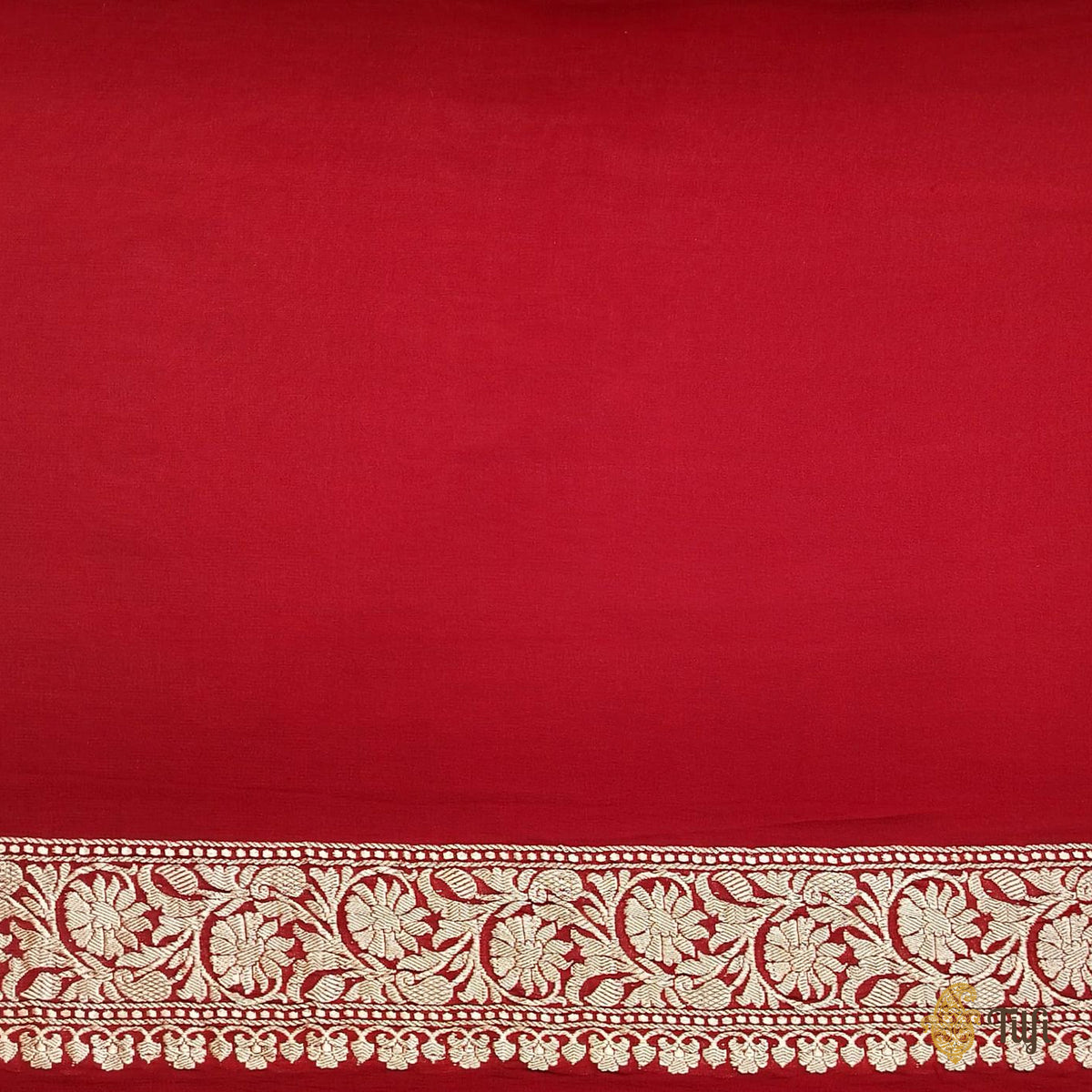 Deep Red Pure Khaddi Georgette Banarasi Handloom Saree