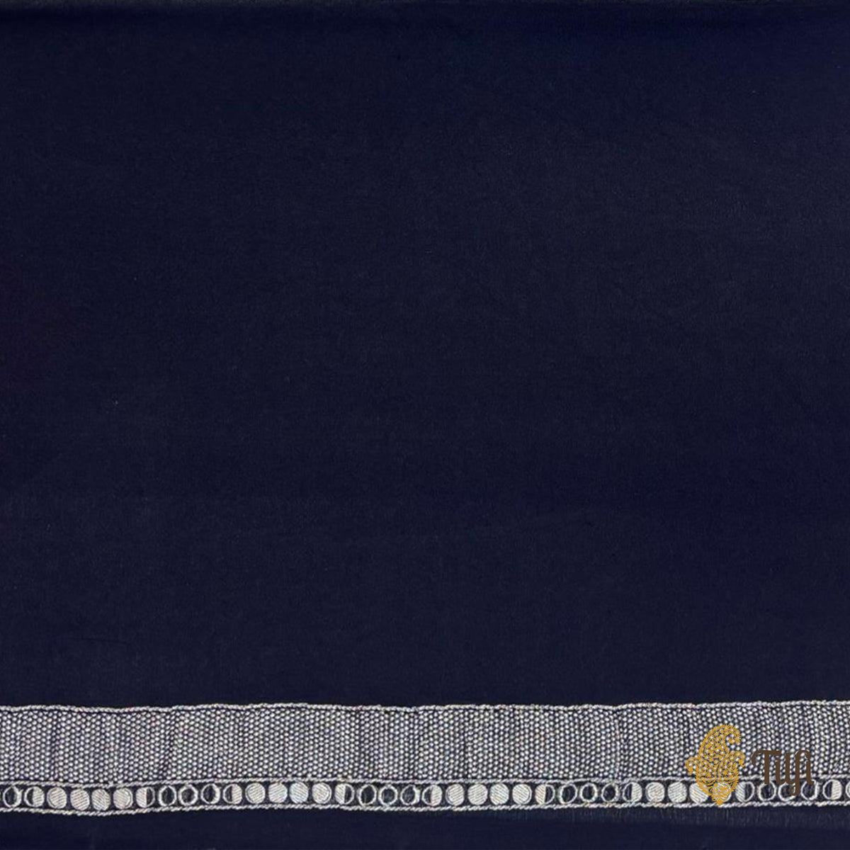 'Moods of the Moon' Deep Navy Pure Khaddi Georgette Banarasi Handloom Saree