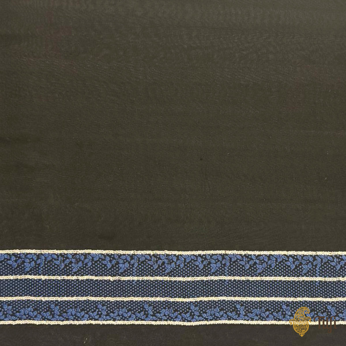 Pre-Order: 'Branches of Yasmine' Black Pure Khaddi Georgette Banarasi Handloom Saree