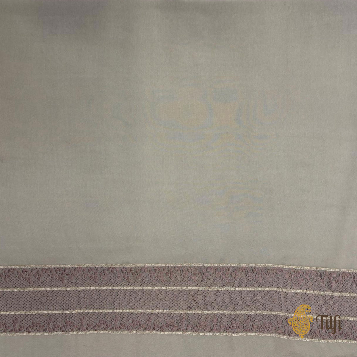 'Branches of Yasmine' Taupe Grey Pure Khaddi Georgette Banarasi Handloom Saree