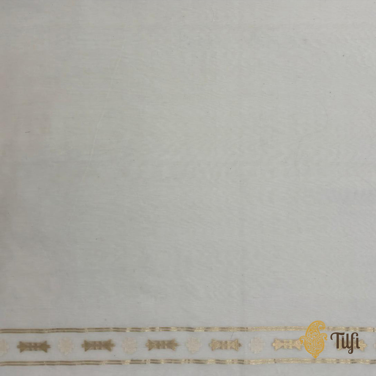 Cream Pure Kora by Cotton Banarasi Handloom Saree