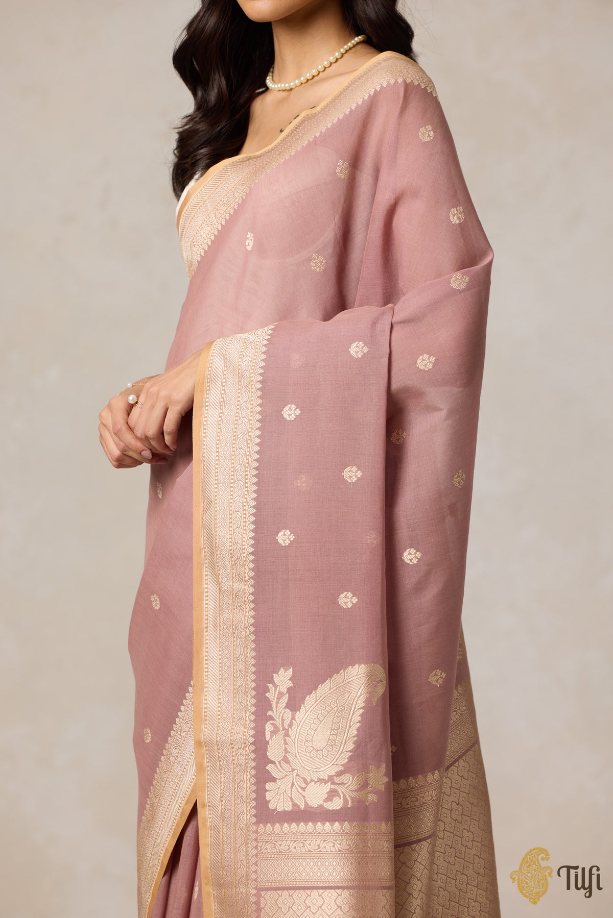 Rosy Brown Pure Cotton Banarasi Kadhua Handloom Saree