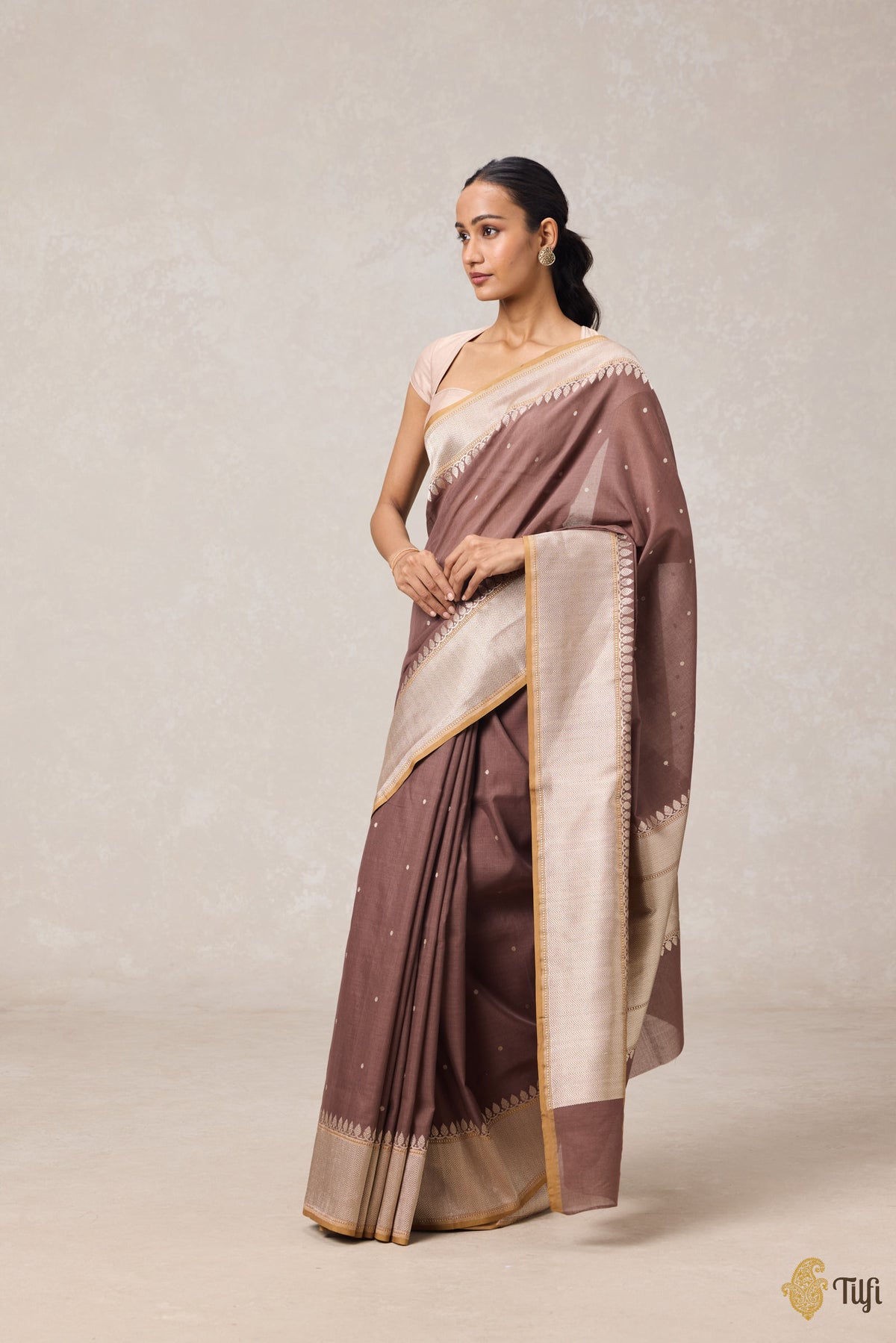 Rosy Brown Pure Cotton Banarasi Kadhua Handloom Saree