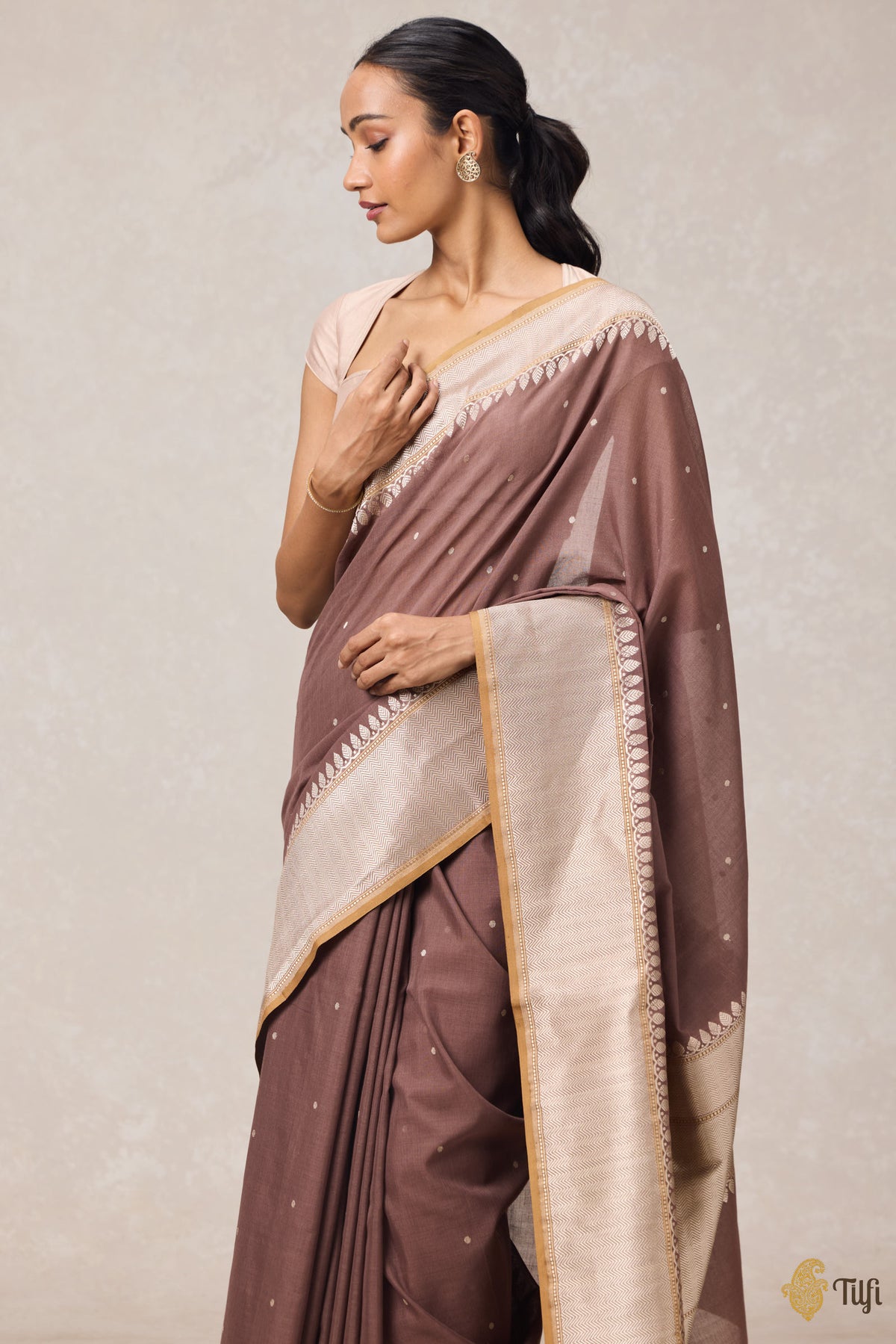 Rosy Brown Pure Cotton Banarasi Kadhua Handloom Saree