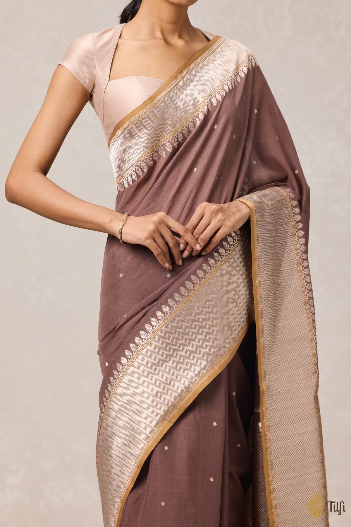Rosy Brown Pure Cotton Banarasi Kadhua Handloom Saree