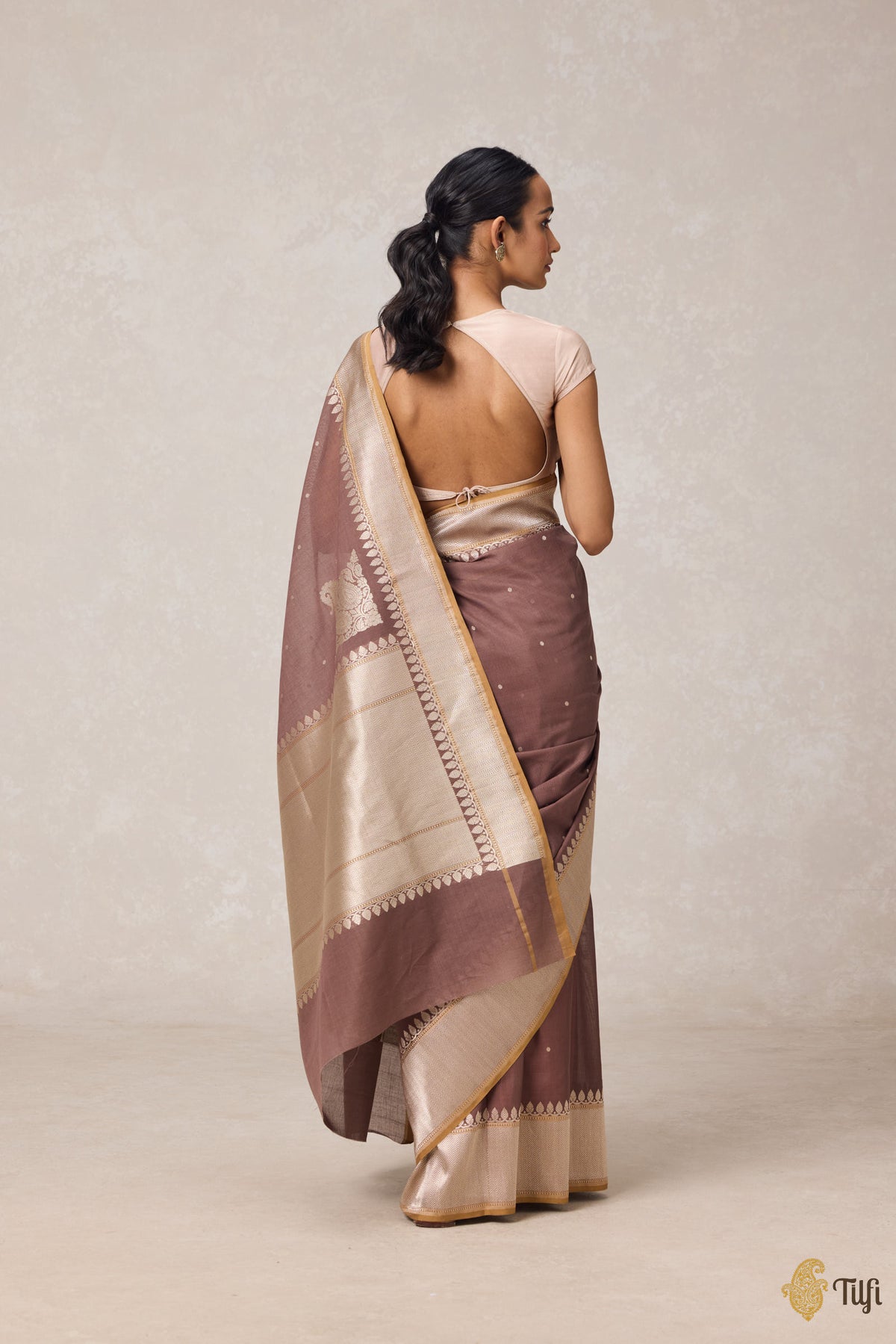 Rosy Brown Pure Cotton Banarasi Kadhua Handloom Saree