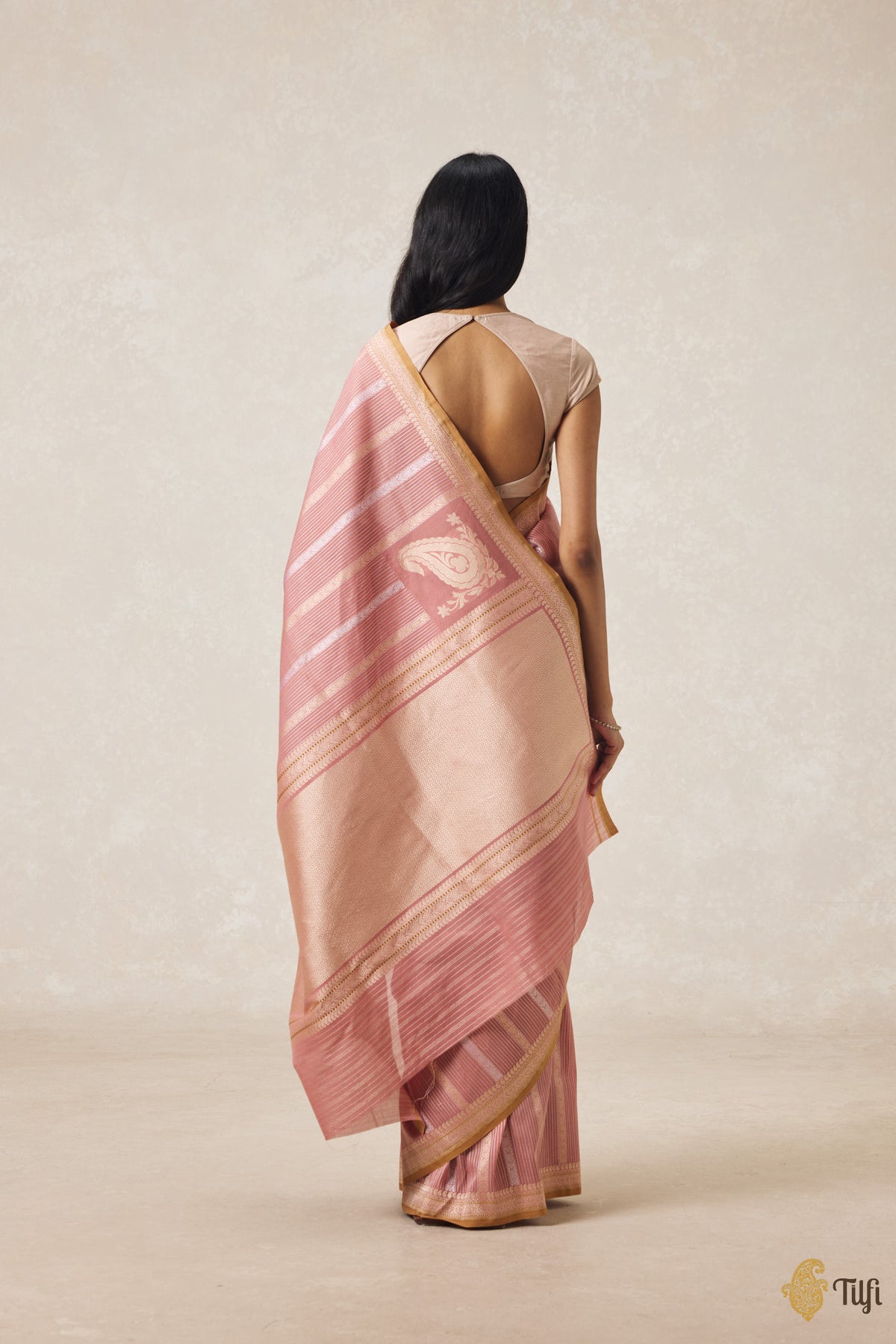 Old Rose Pink Pure Cotton Banarasi Kadhua Handloom Saree