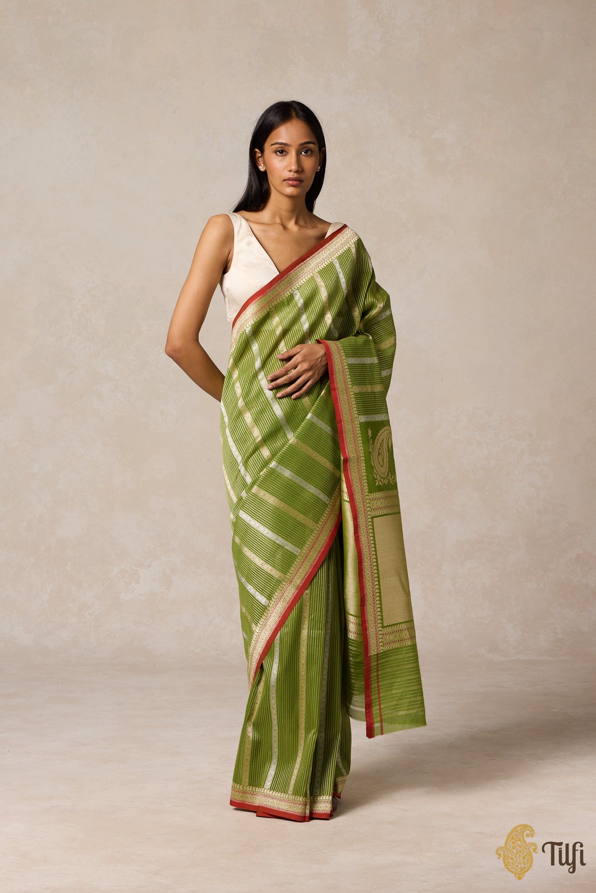 Green Pure Cotton Banarasi Kadhua Handloom Saree