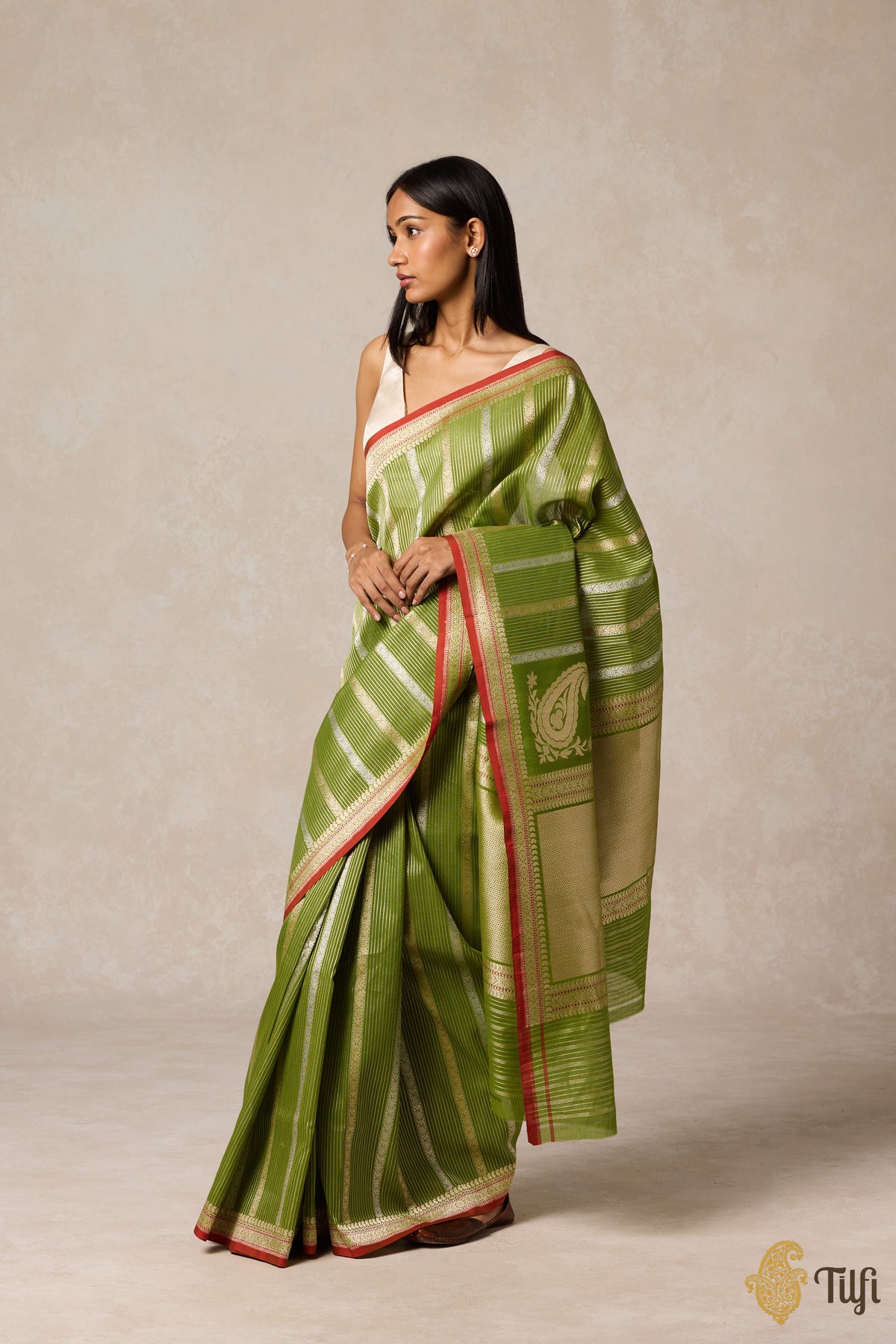 Green Pure Cotton Banarasi Kadhua Handloom Saree