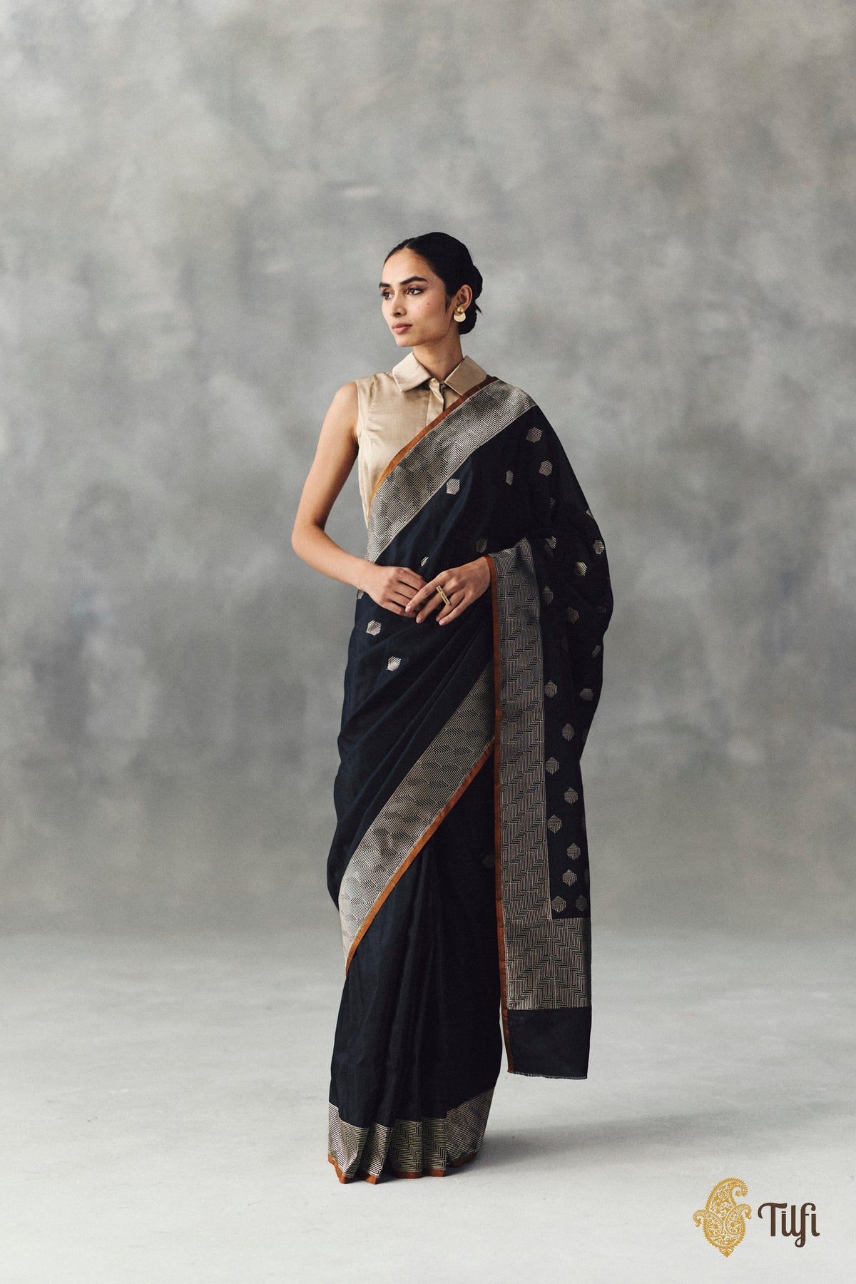 Black Pure Katan Silk Banarasi Handloom Saree