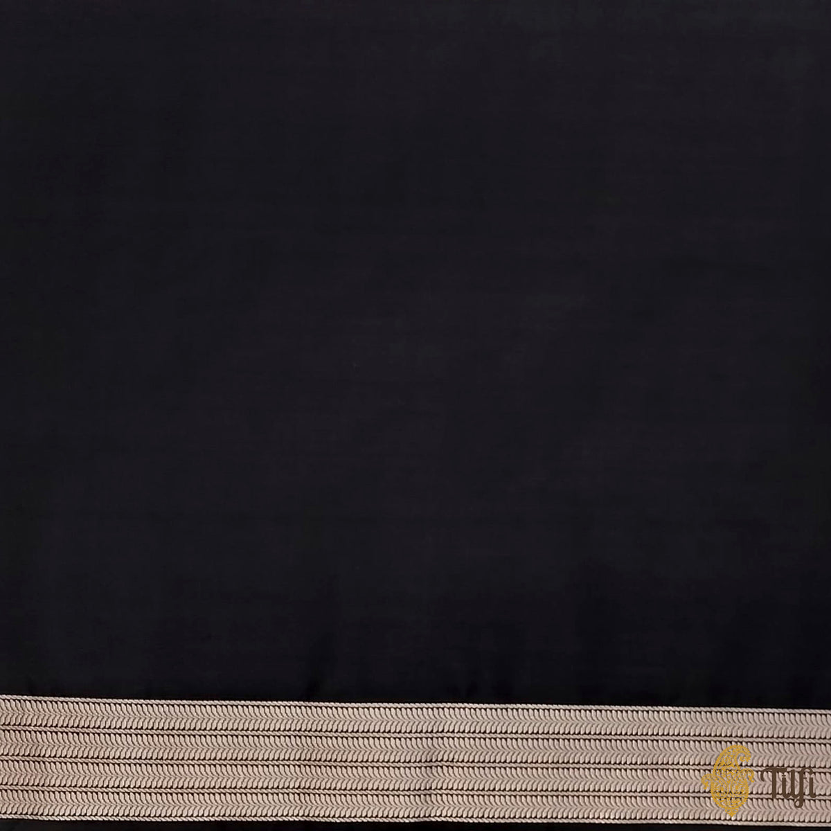 'Gulmohar' Black Pure Katan Silk Banarasi Handloom Saree