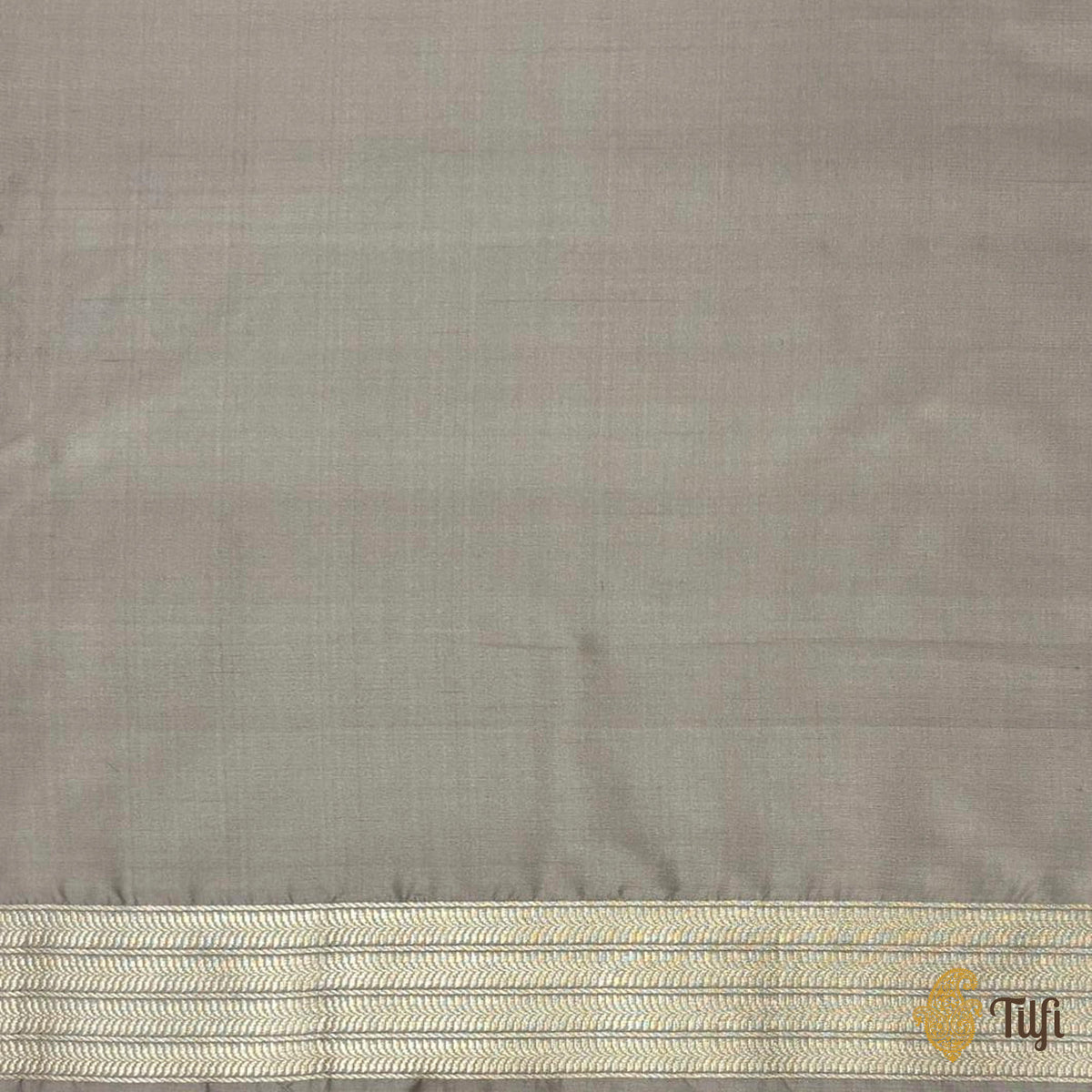 'Gulmohar' Taupe Brown Pure Katan Silk Banarasi Handloom Saree