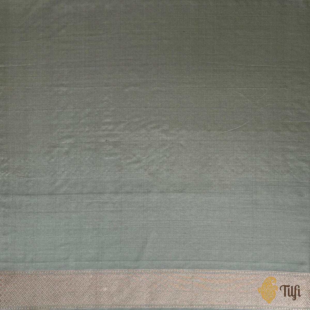 &#39;Kachnar&#39; Pastel Sage Pure Katan Silk Banarasi Handloom Saree