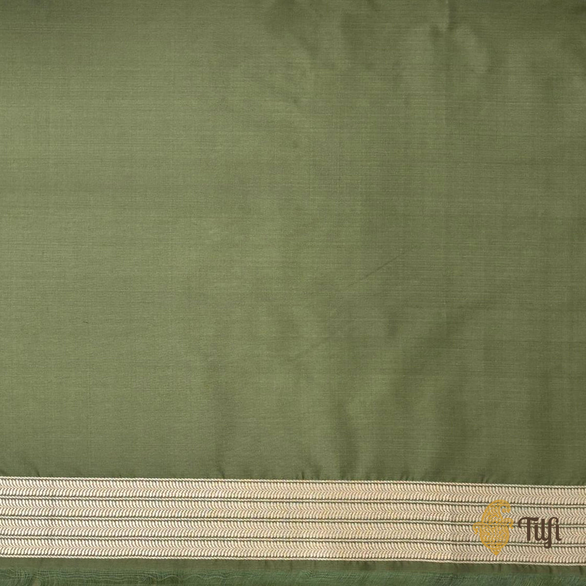 Pre-Order: 'Gulmohar' Green Pure Katan Silk Banarasi Handloom Saree