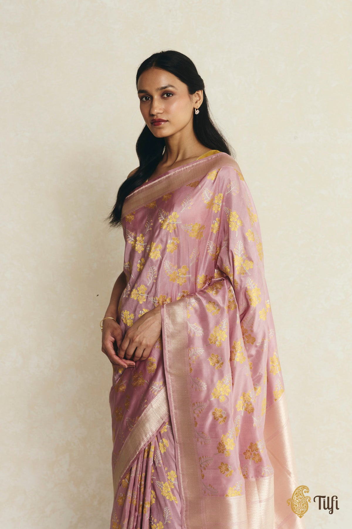 'Amaltas' Soft Pink Pure Katan Silk Banarasi Handloom Saree