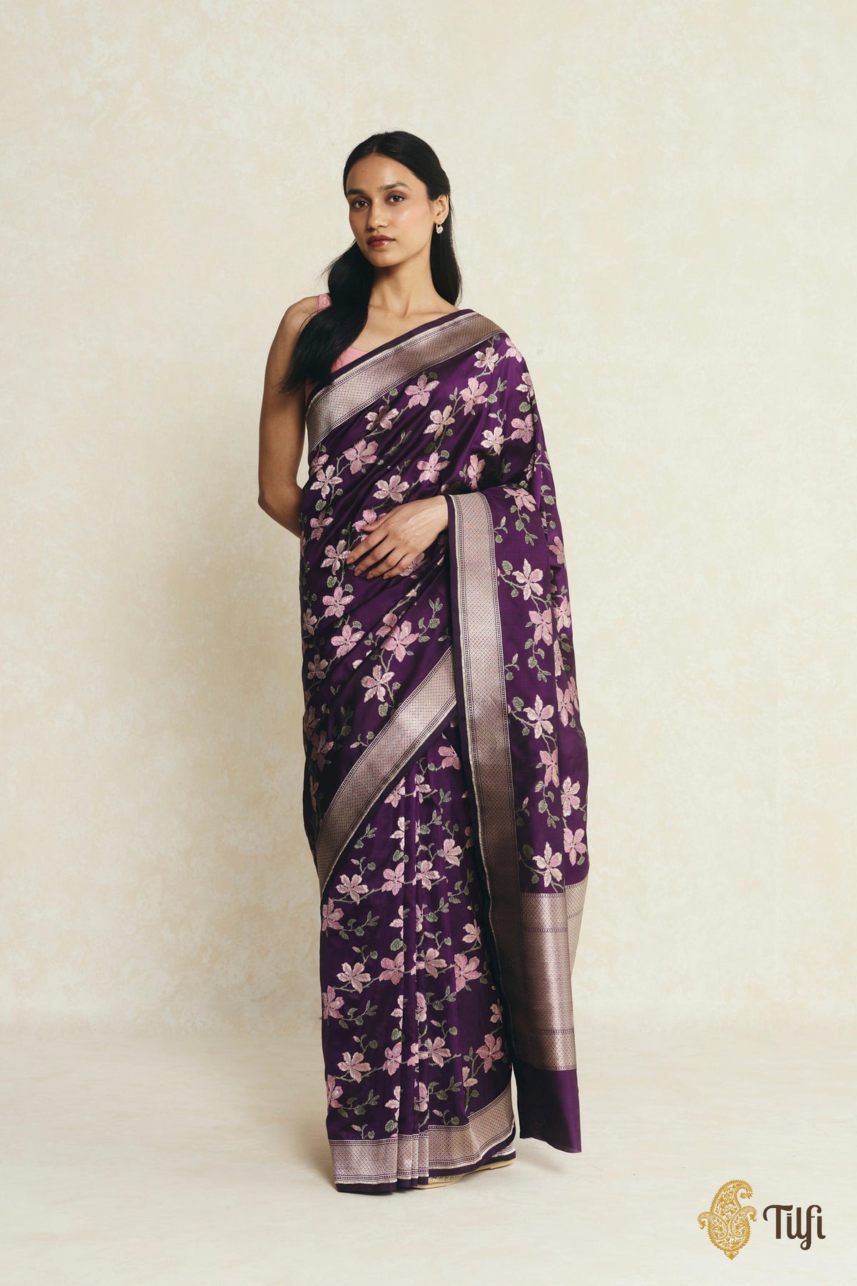 Kachnar' Purple Pure Katan Silk Banarasi Handloom Saree