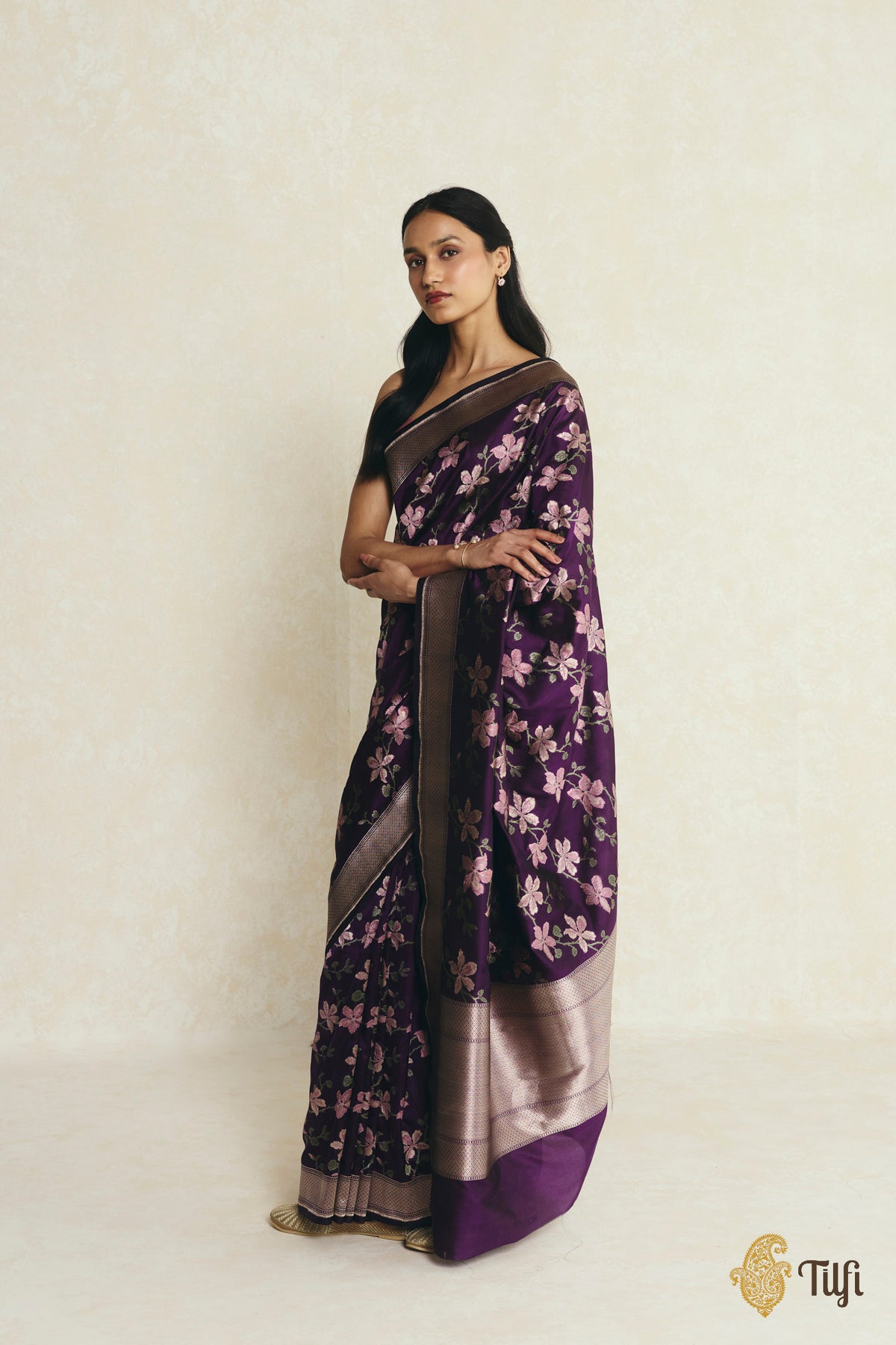 Kachnar' Purple Pure Katan Silk Banarasi Handloom Saree