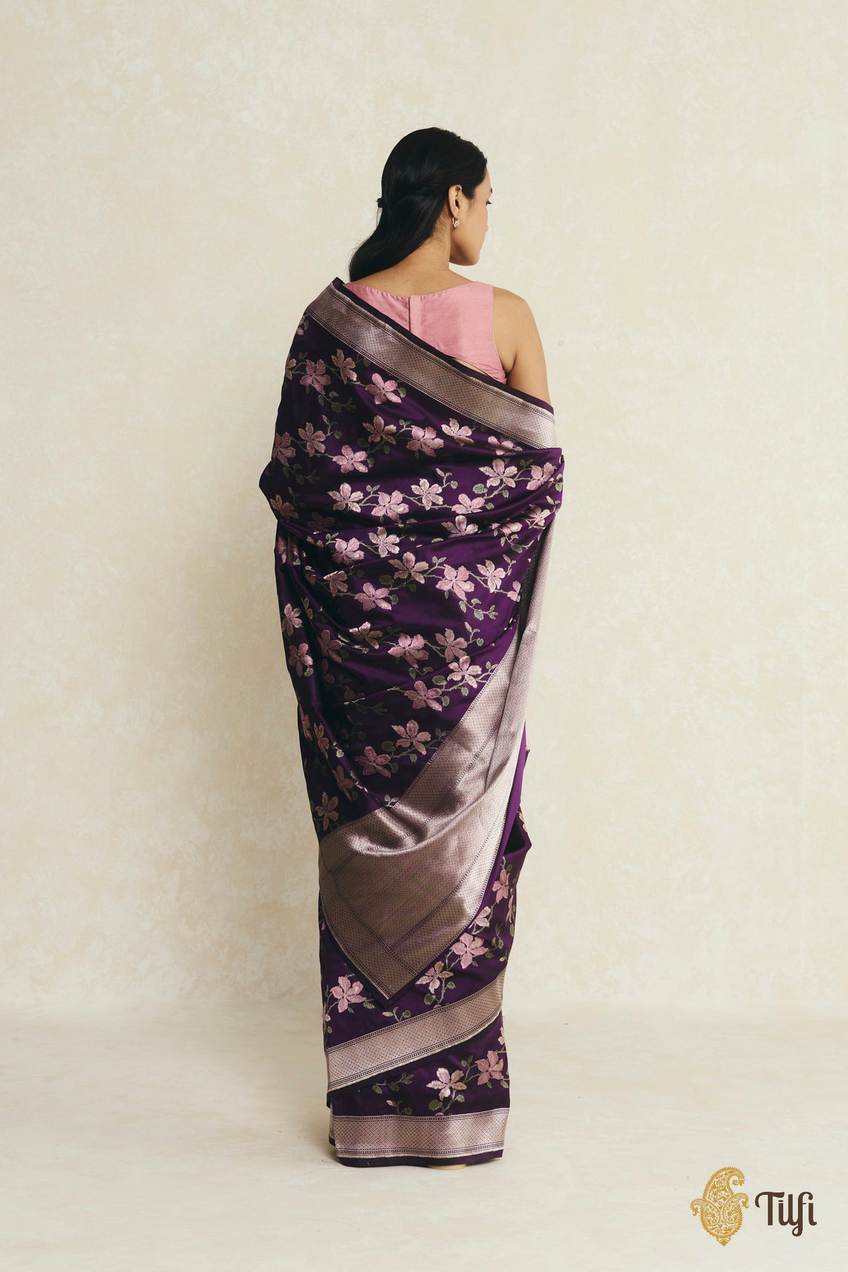 Kachnar' Purple Pure Katan Silk Banarasi Handloom Saree