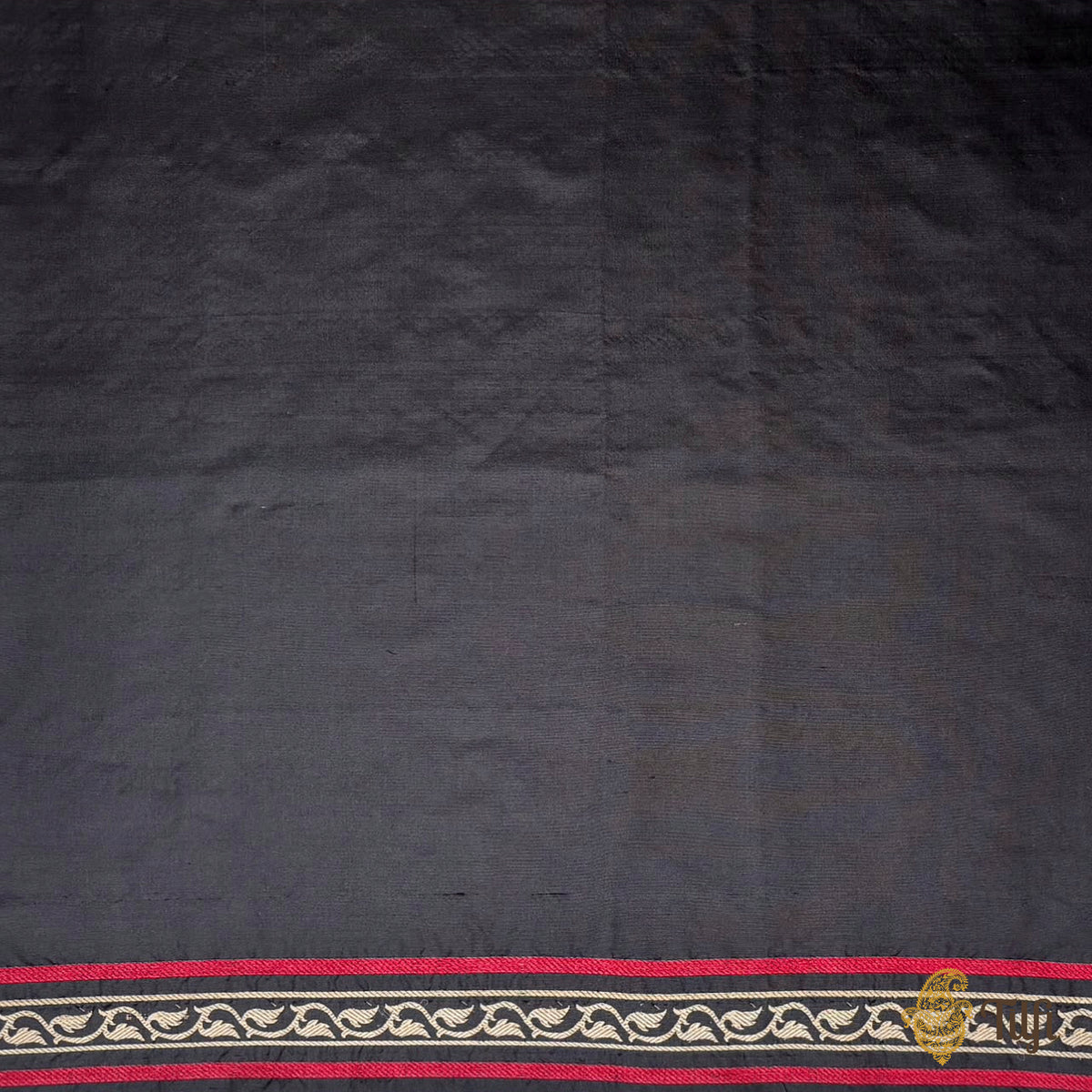 'Rosa' Black Pure Katan Gheecha Silk Banarasi Handloom Saree