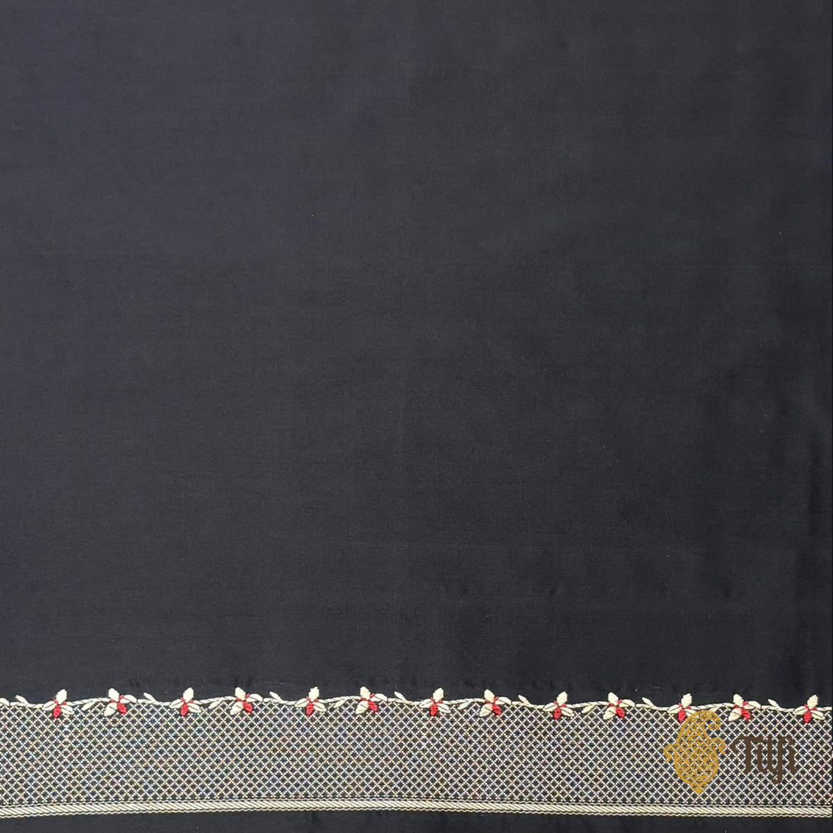 'Laelia' Black Pure Katan Silk Banarasi Handloom Saree