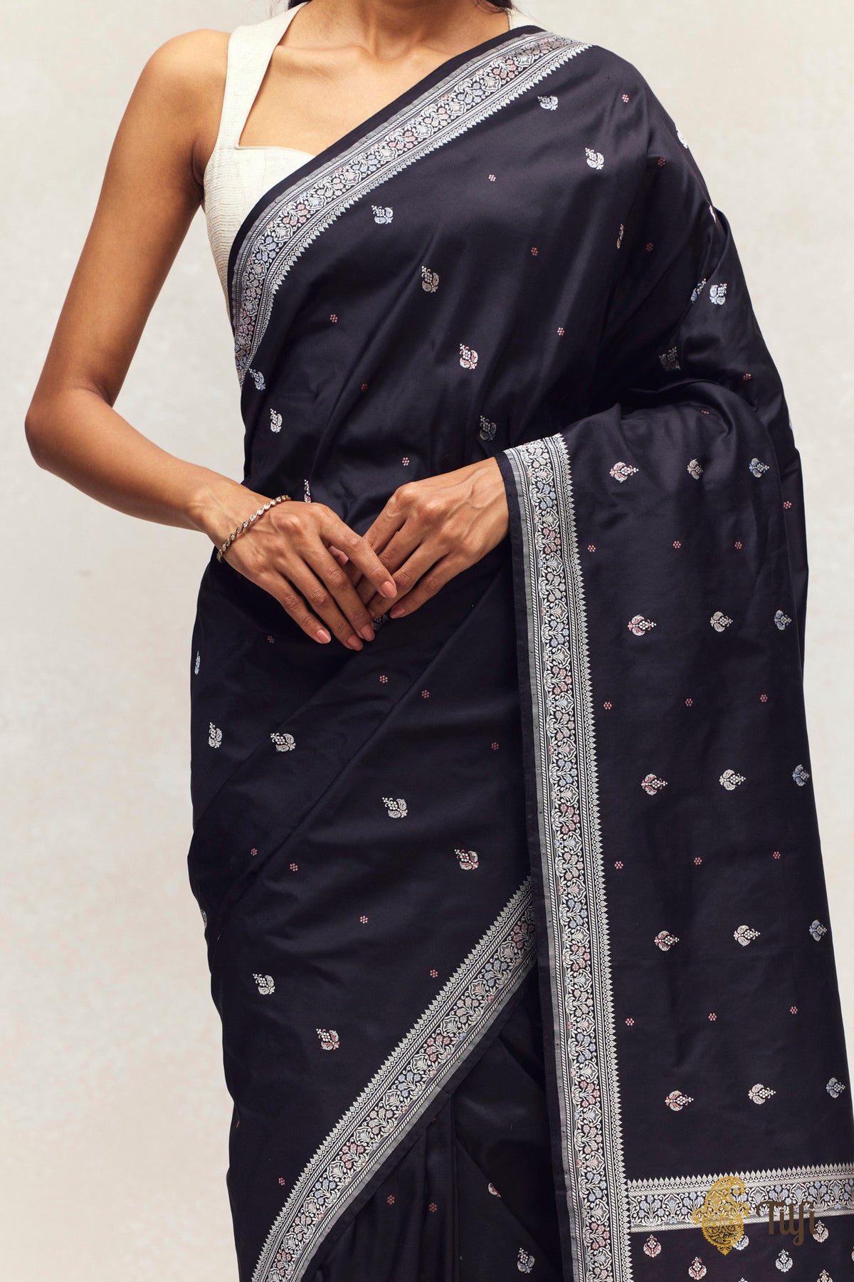 Black Pure Katan Silk Banarasi Handloom Saree